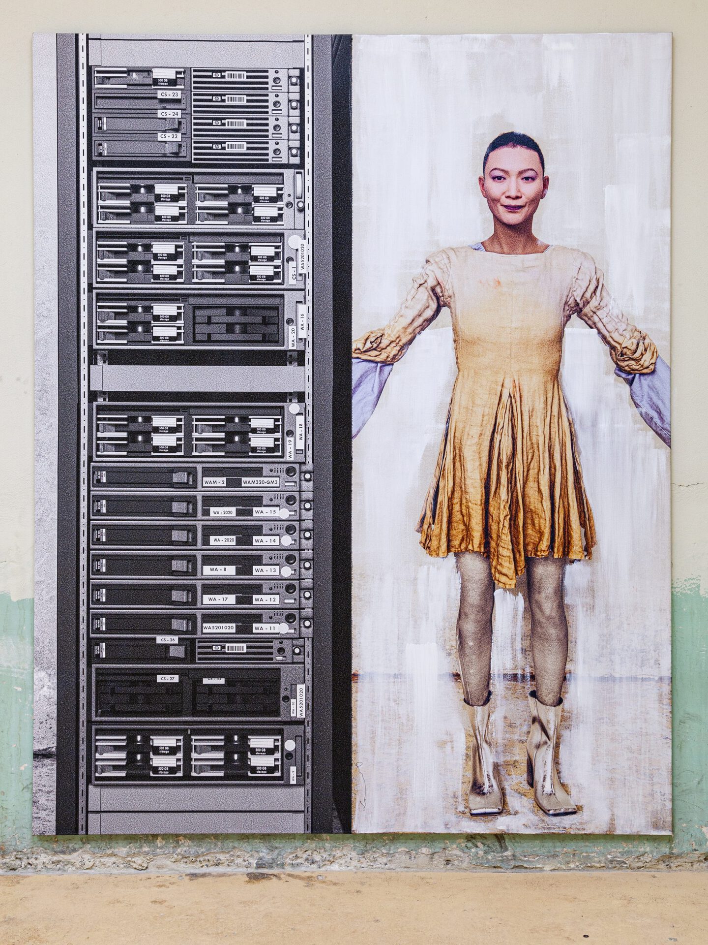 Malte Zander, Render Farm & Lillian, Pigment Print, Yarn, UV varnish on canvas, 200 x 160 cm, 2022