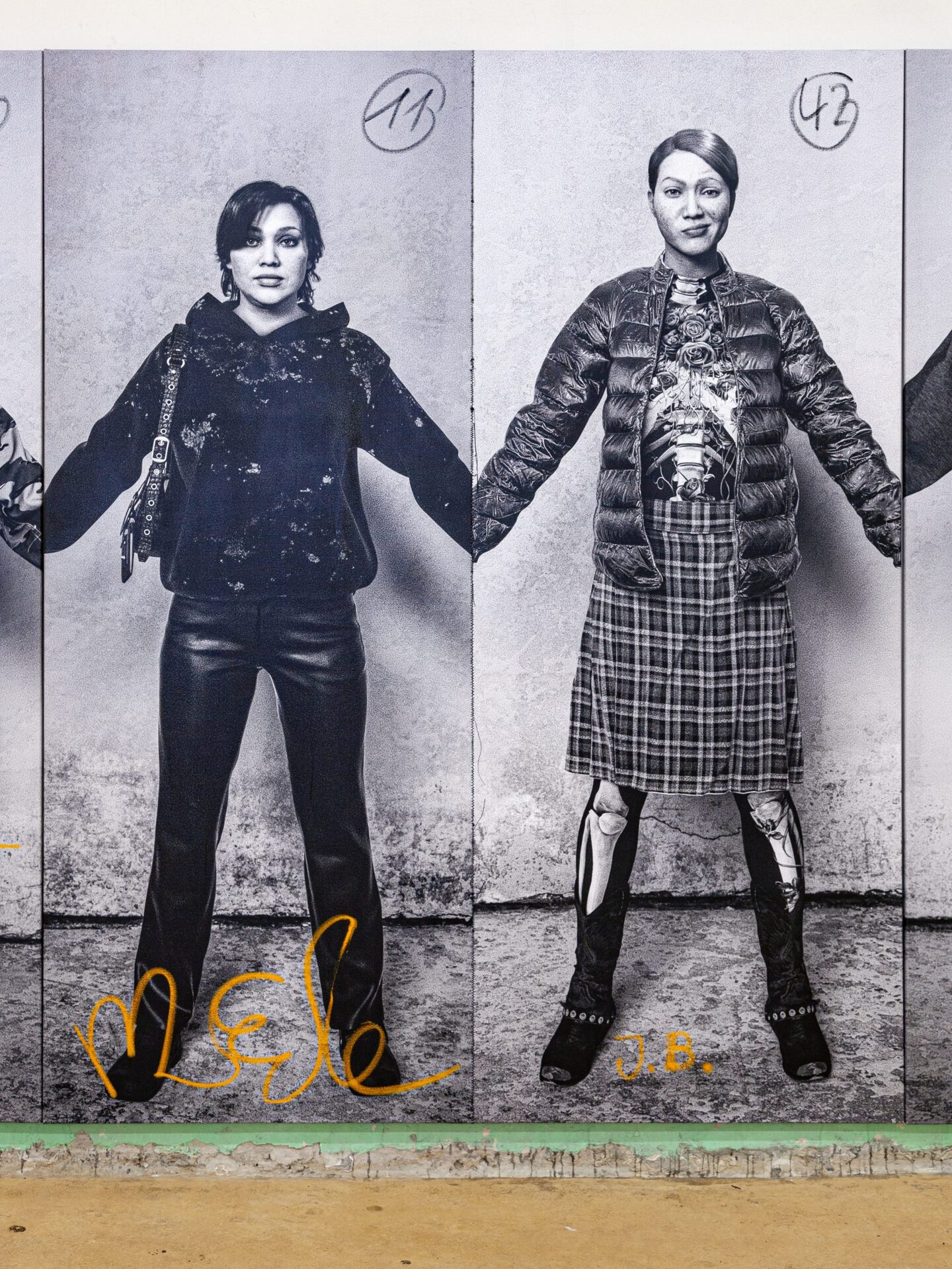 Malte Zander, #11 Mele & #42 J.B., 2022, Pigment print, Oil pastel, Yarn, UV varnish on canvas, 200 x 160 cm, 2022