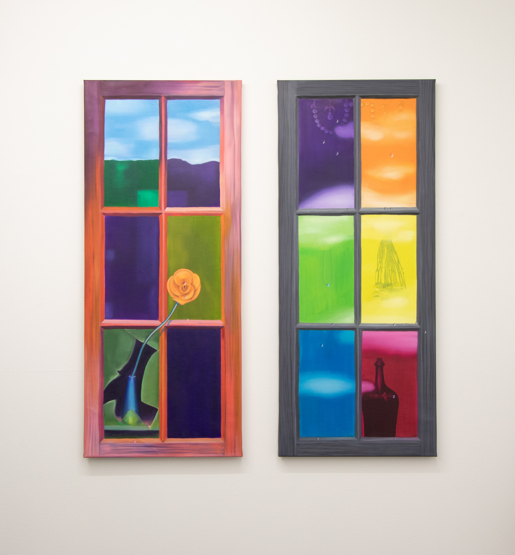 Separation (left & right), 2022, oil on linen, 120 x 50 x 2 cm