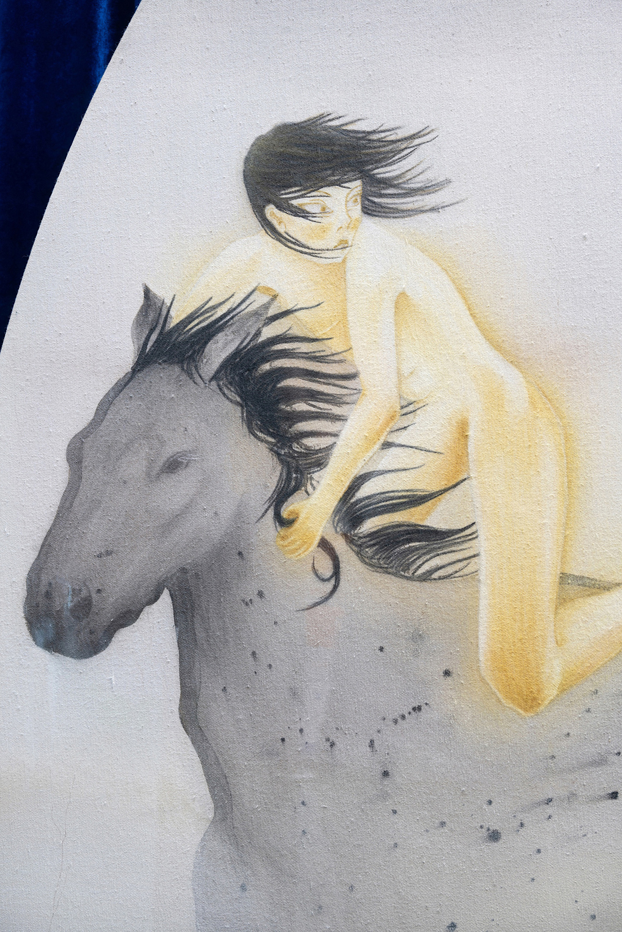 Øleg & Kaśka, "Where The Future Grows", 2022, acrylics and coloured pencils on canvas, detail of "Where The Future Grows Act 1"