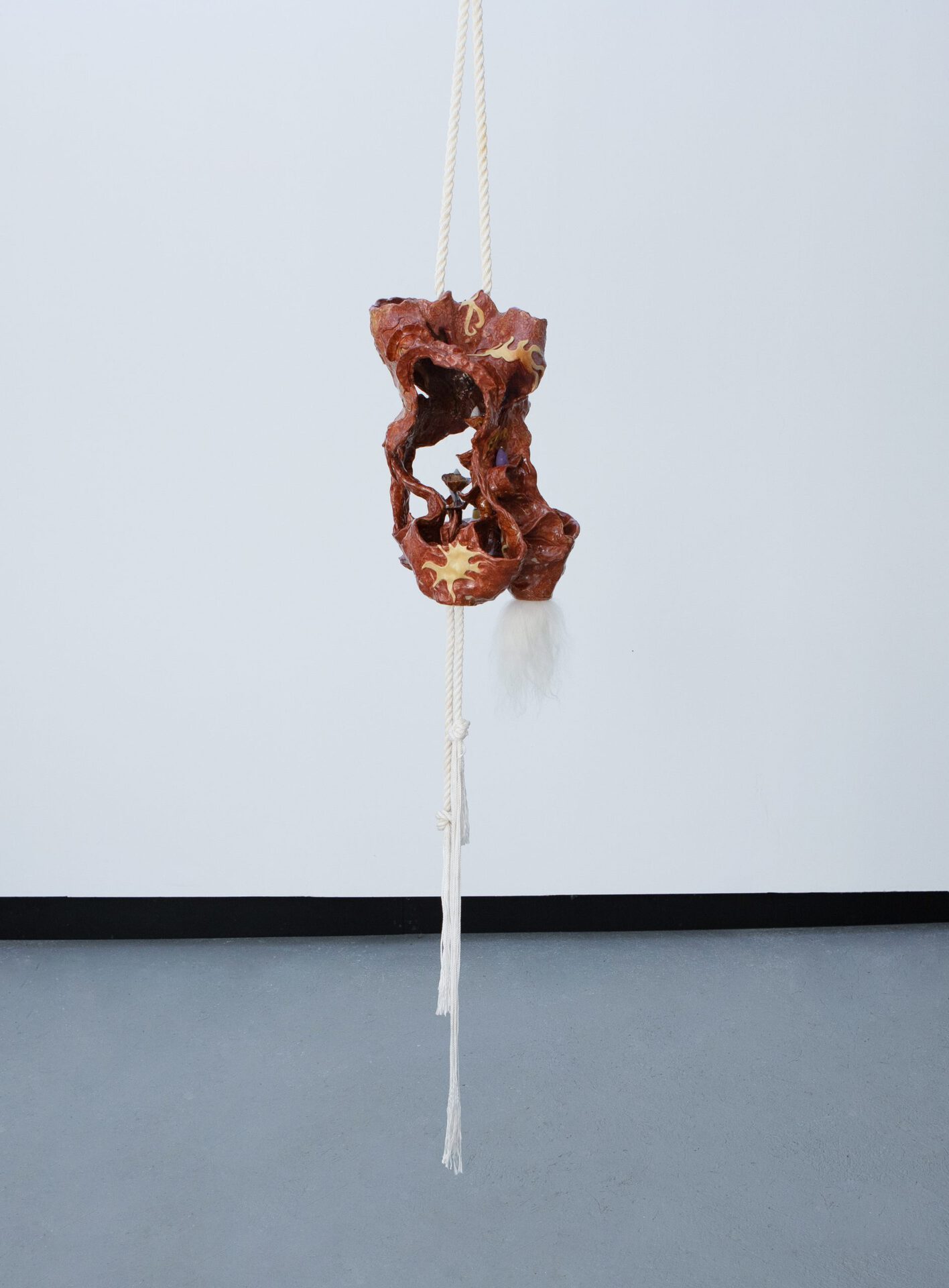 Maya Hottarek, Today I offer you everything 2, Ceramic, sheep hair, incense sticks, lighter, 33 x 40 x 36 cm | 2021