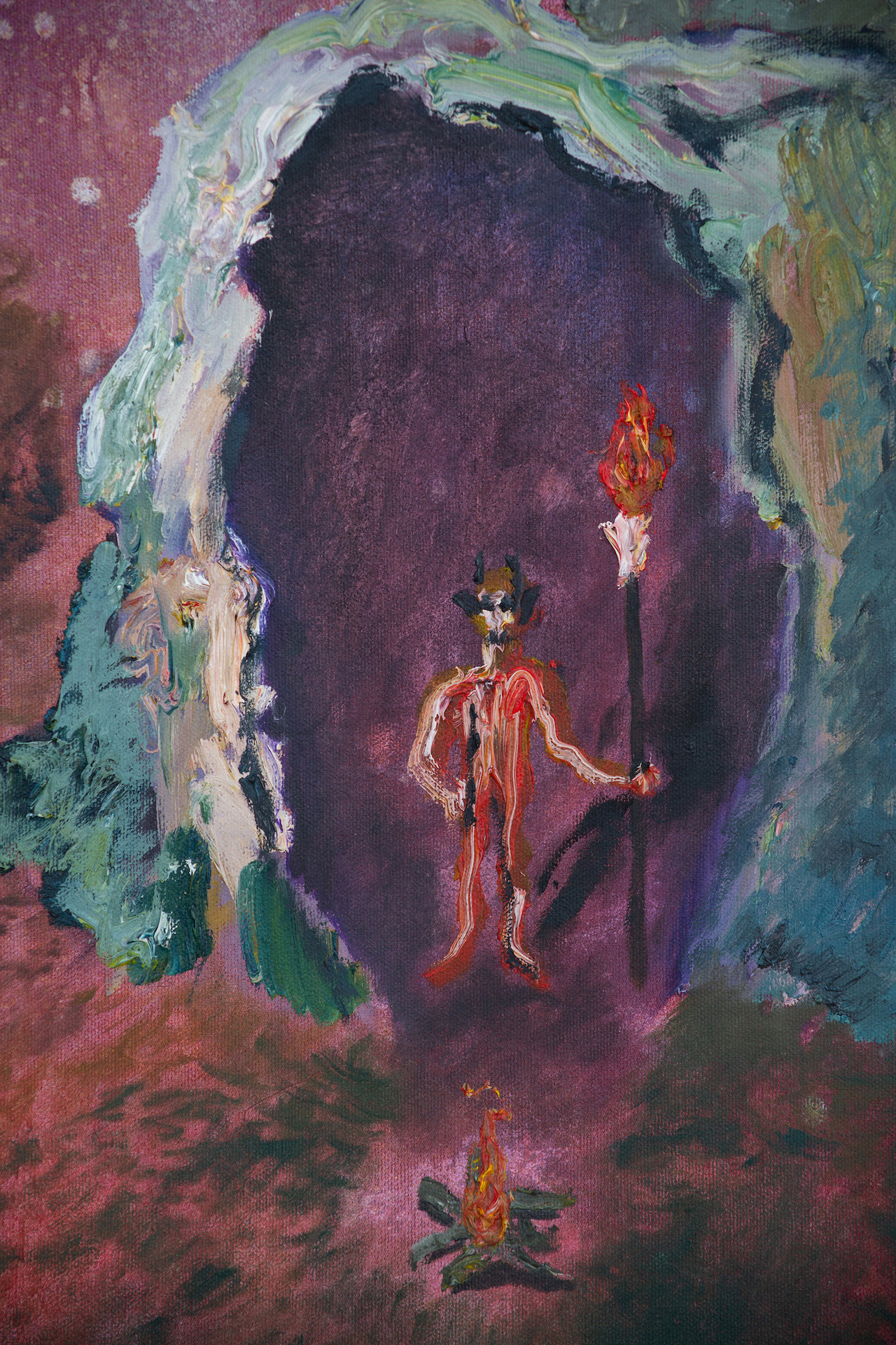 Kaspars Groševs, Freiherr's Cave, 2022. Acrylic and oil on canvas, 40 x 60 cm