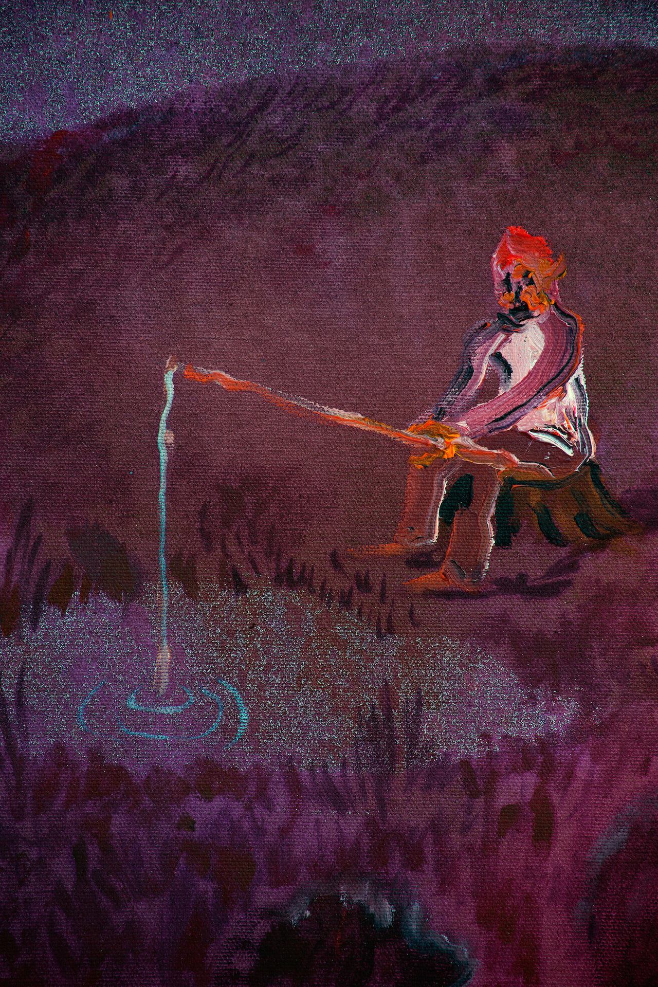 Kaspars Groševs, Fisherman,2022. Acrylic and oil on canvas, 40 x 60 cm