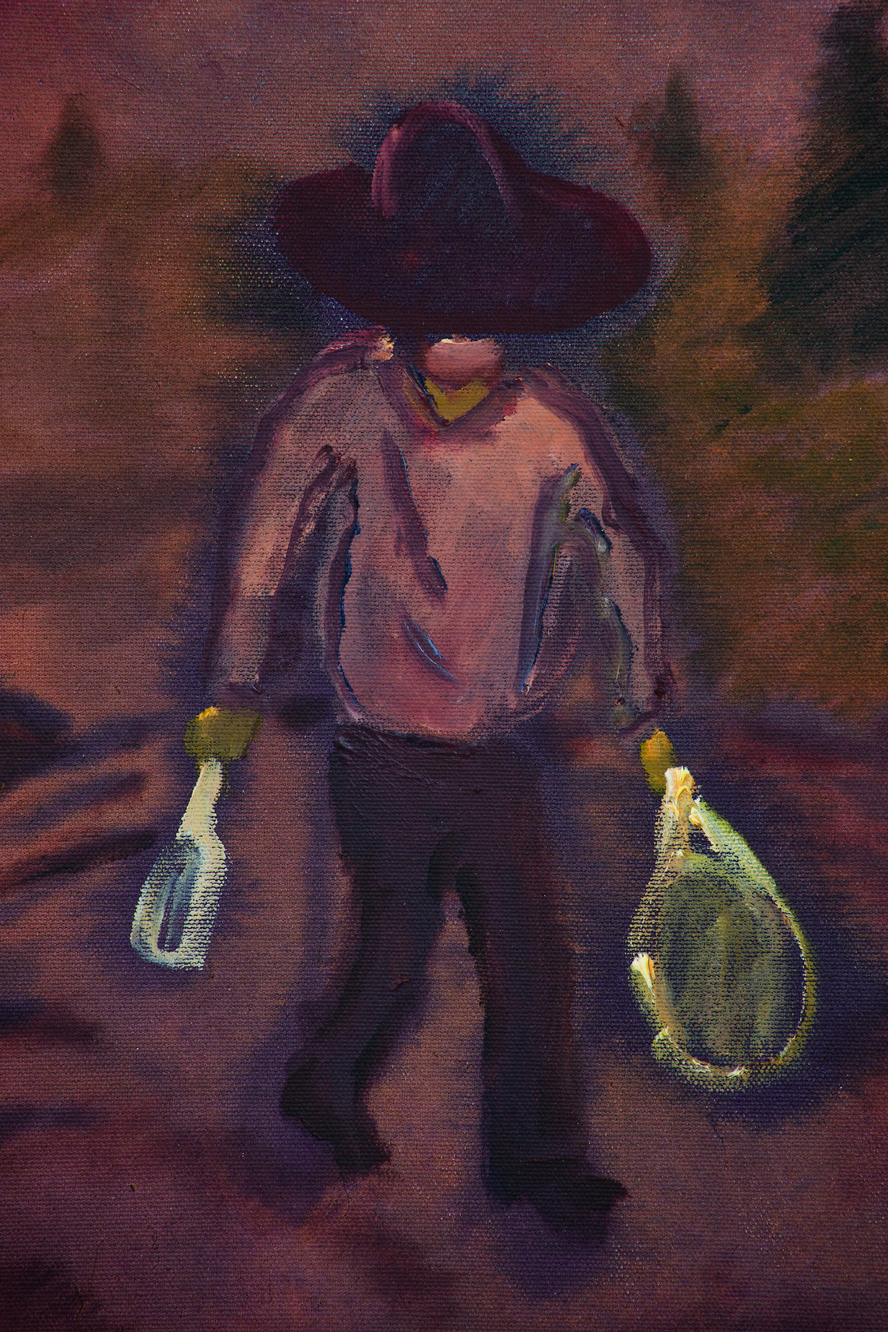 Kaspars Groševs, Lopiņš, 2022. Acrylic and oil on canvas, 40 x 60 cm
