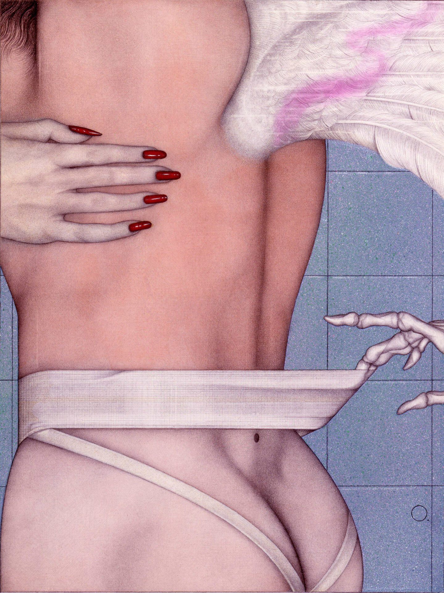 Mel Odom, Enigma, 1980 colour print (reproduction of drawing: pencil, dyes and gouache) 160 x 120 cm