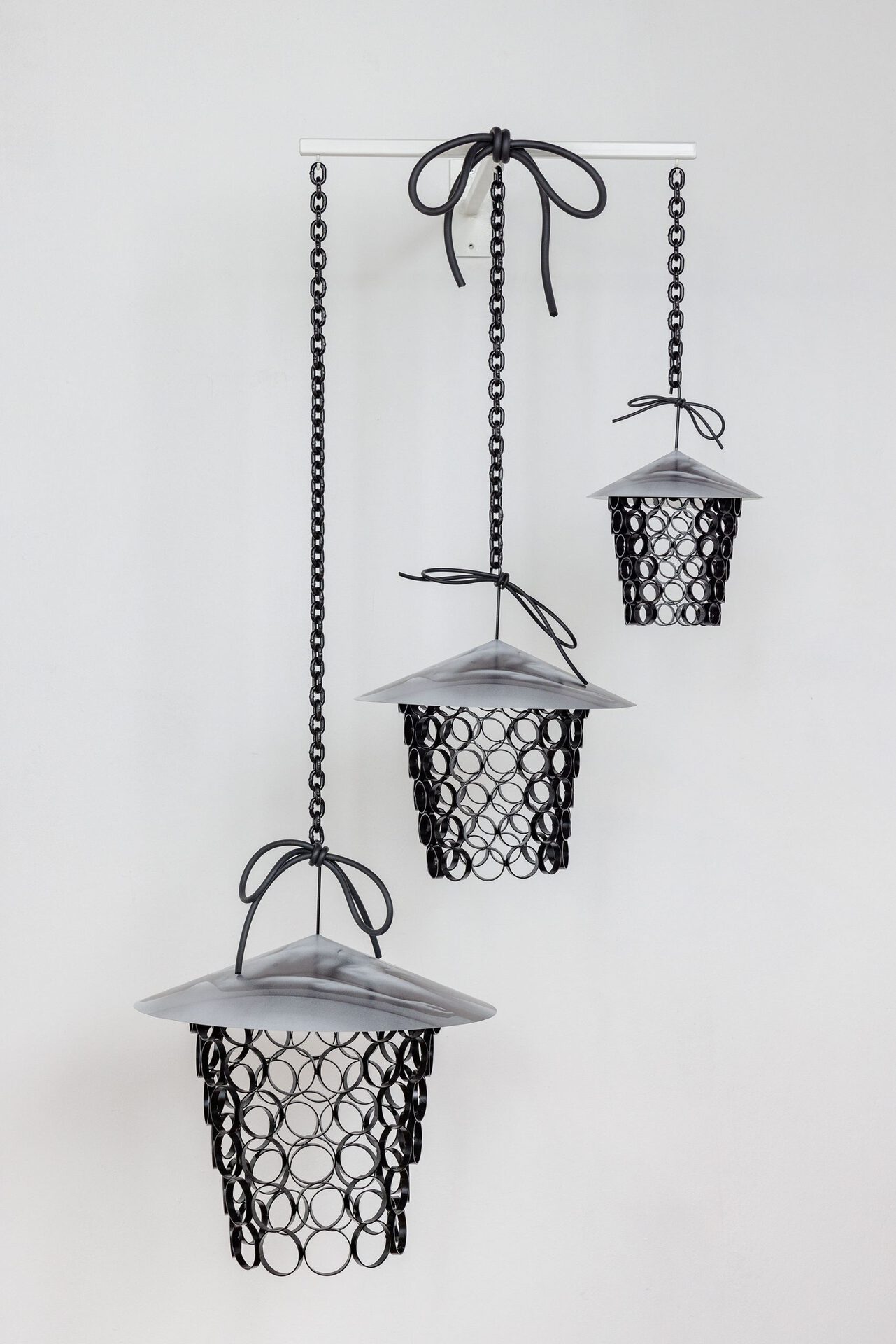 Sasha Auerbakh, James P.1, 2022. Steel, UV-print on aluminum, rubber, Milliput, paint, 150cm x 50cm x 80cm