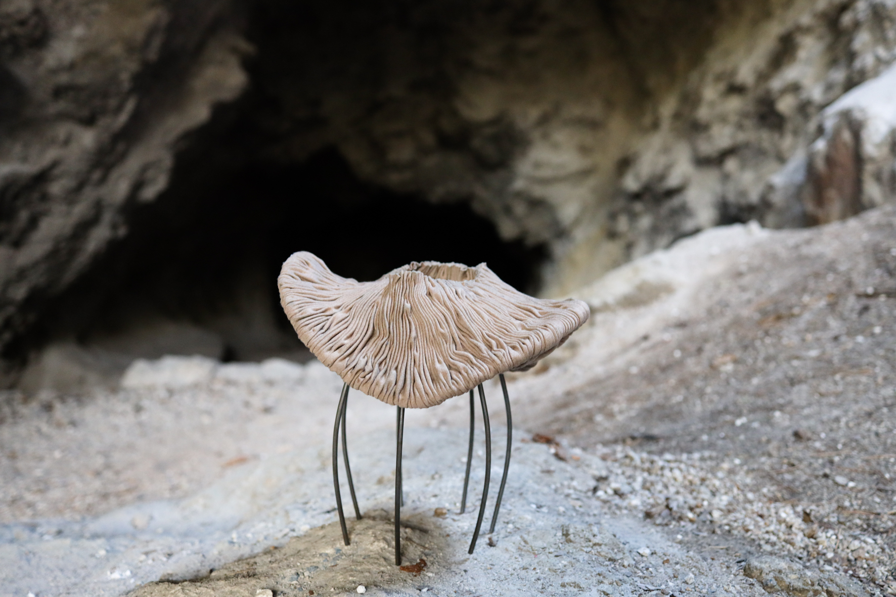 Dominik Styk, no title, 2021, mixed media, dimensions variable, installation view inside the cave