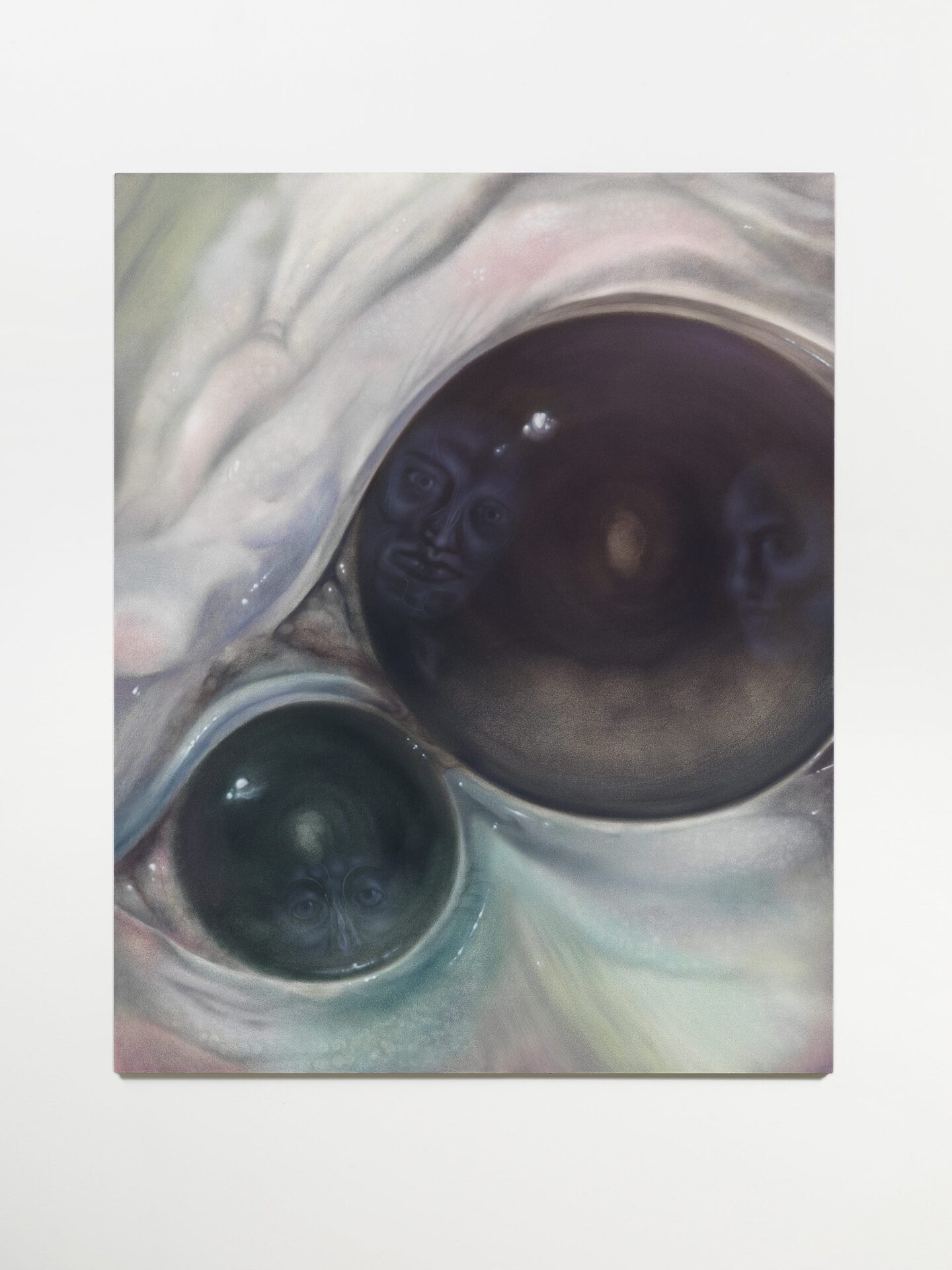 Sarah Księska, Blind spots, 2022, Oil on primed aluminum panel, 39 1/2 x 31 1/2 x 1/2 inches (100 x 80 cm)