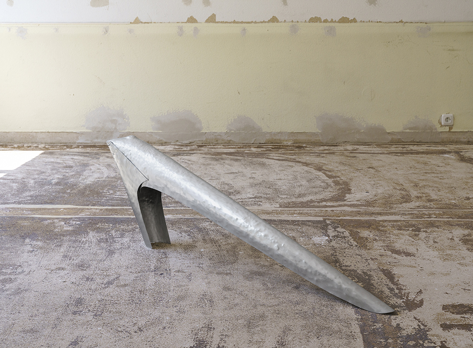 RESILIENCE FORTY-THREE POINT TWO 2021 / Philipp Pflug Contemporary, handmade aluminium sheet 40 x 120 x 13 cm