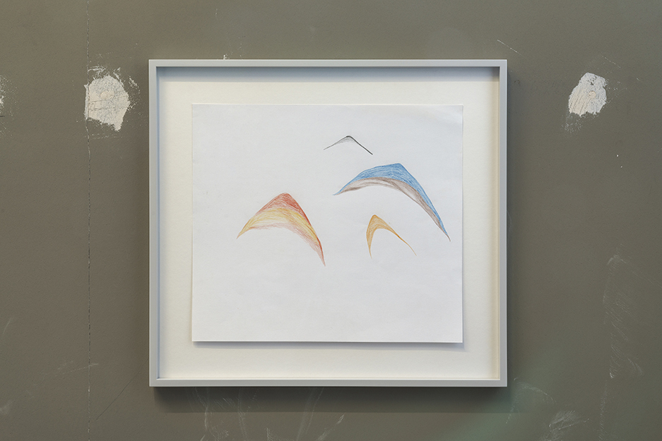 UNTITLED (STUDIES ON THE ELBOW) 2021 / Philipp Pflug Contemporary, coloured pencil on paper, framed 54 x 59 cm