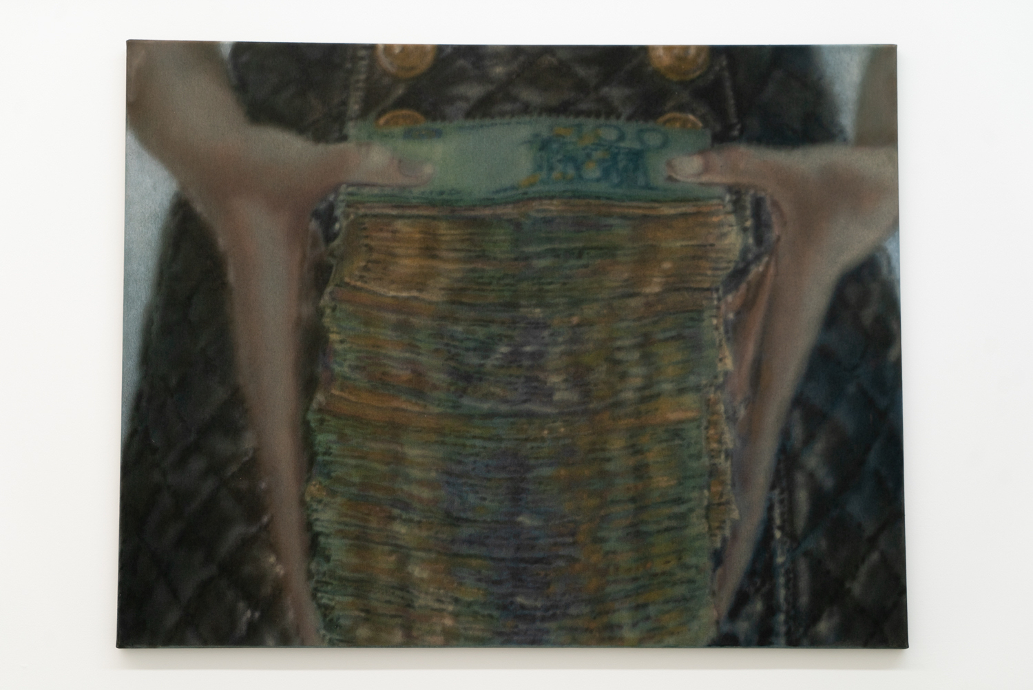 Sarah Fripon, "Money Brick", 2021, Acrylic on canvas, 31 x 43 inches.