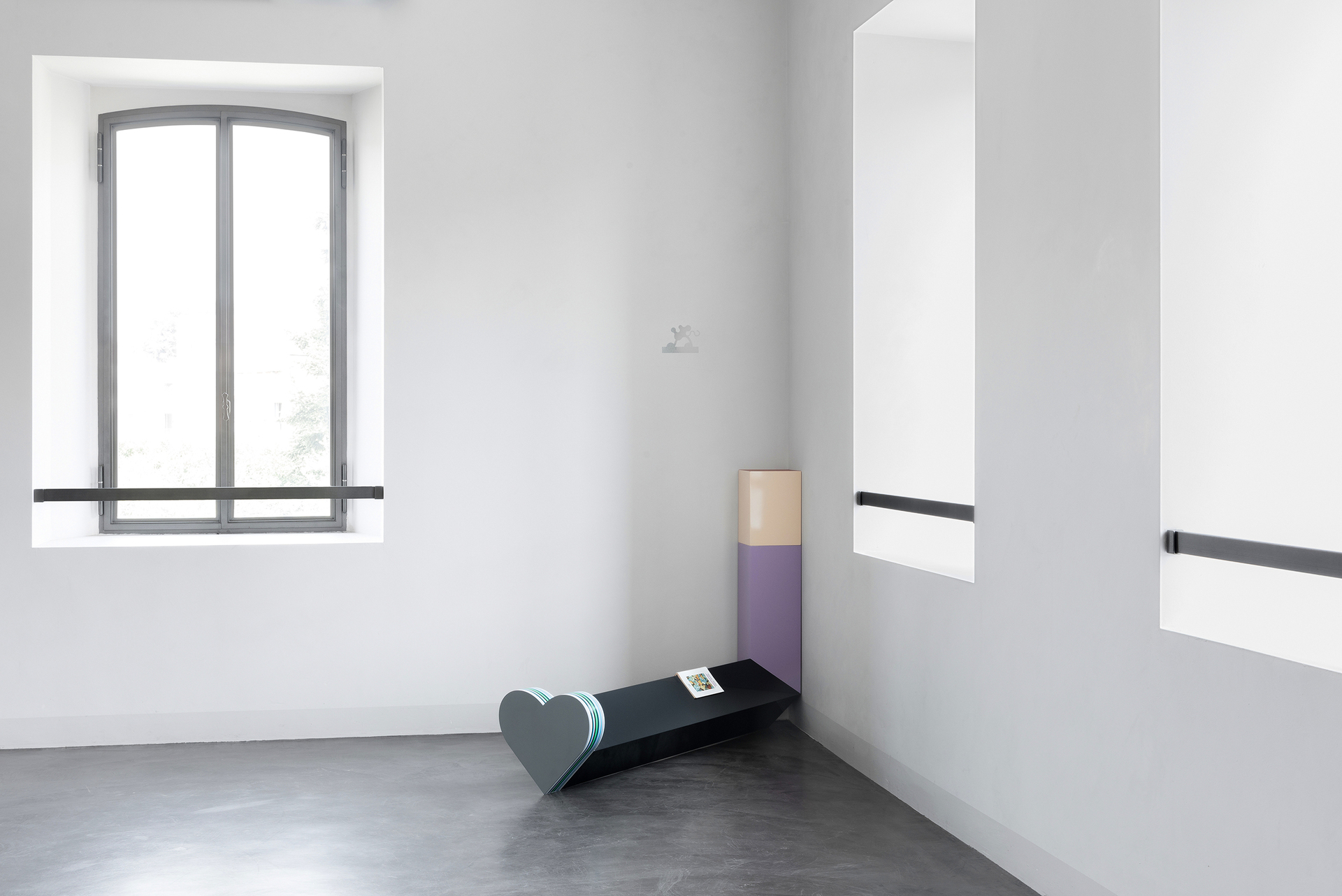 Federico Cantale; Too loud a solitude (Polimorf 3), 2022; Lacquered MDF, book and adhesive vinyl ; 105 x 185 x 30 cm