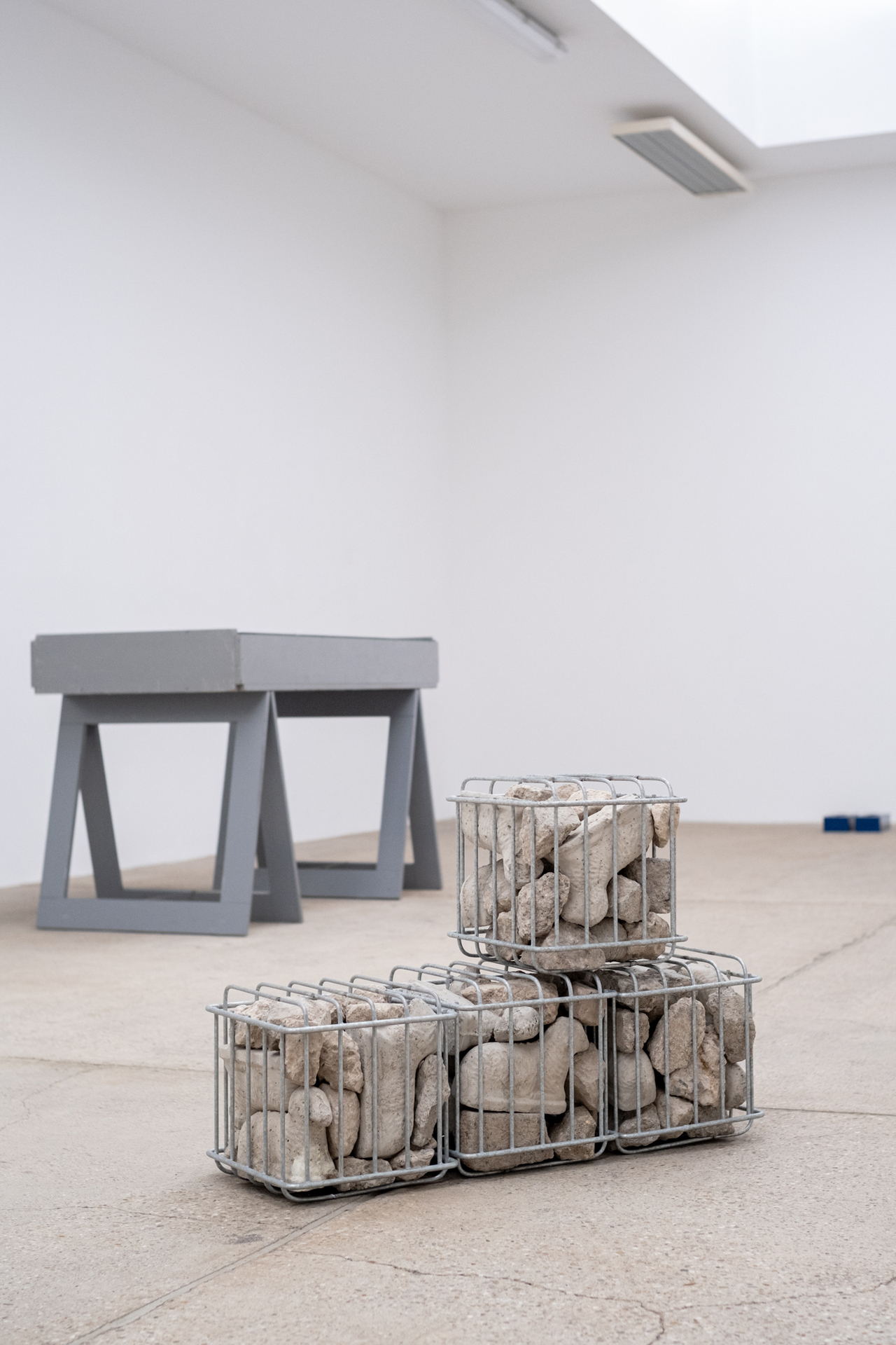 Mathias Weinfurter, Trümmer, 2022, hot-dip galvanized steel, concrete recycling, variable dimensions