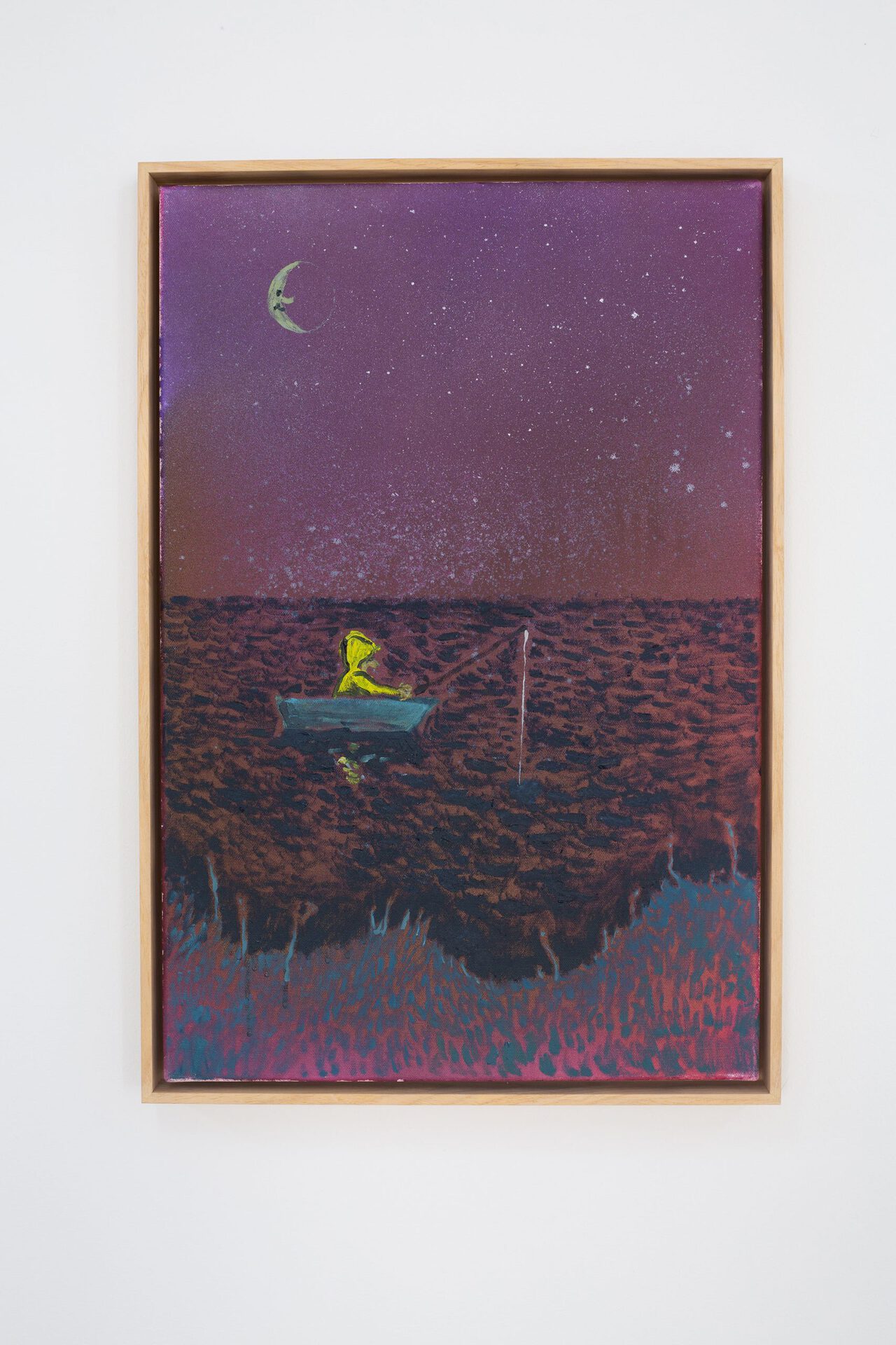 Kaspars Groševs, Moon over Lake, 2022. Acrylic and oil on canvas, 40 x 60 cm