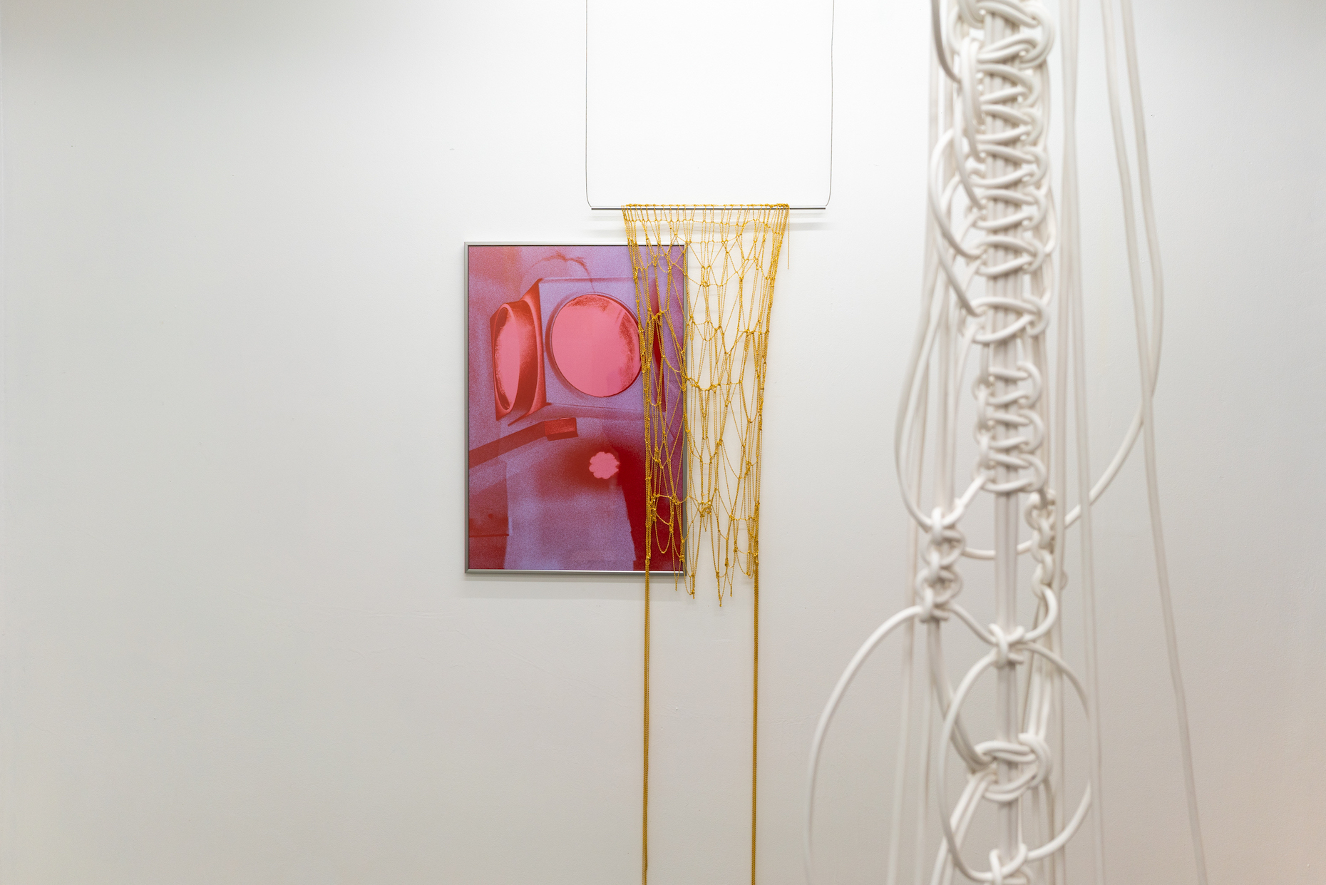 "Tied", Elisa Florimond, Mara Fortunatović and Maria Szakats, Cur. Gabriela Anco, exhibition view. Courtesy Rinomina and the Artists. Photo: Marcus Heim