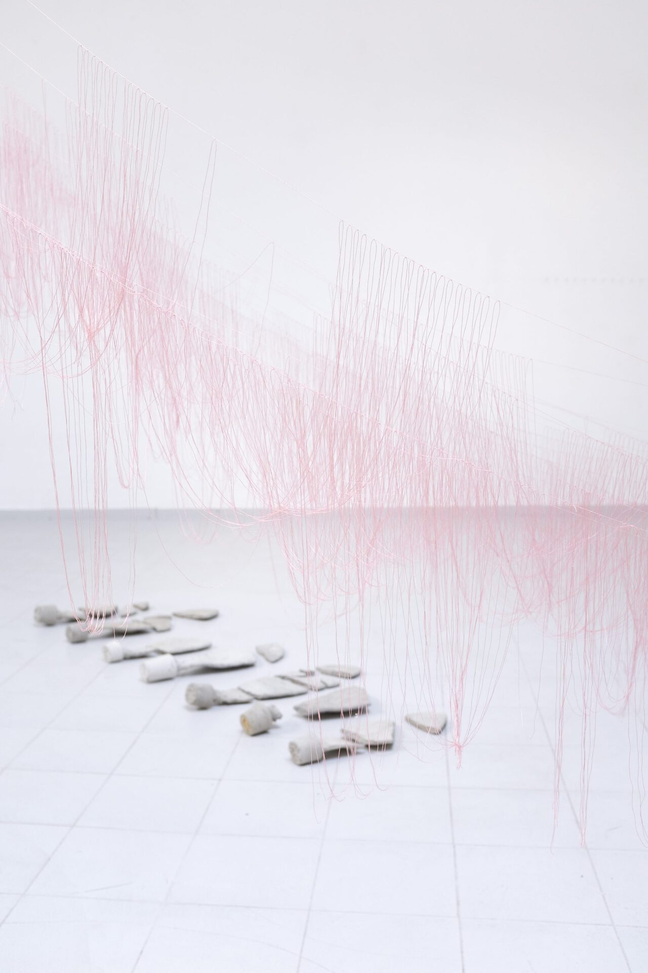 Mirsini Artakianou, Untitled, 2022, Thread,Brass, Michal Fuchs,Disillusionment, 2021, Concrete casting