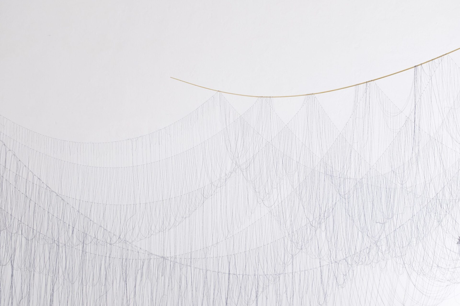 Mirsini Artakianou, Untitled, 2022, Thread, Brass, Textile 10meter Long x 300cm