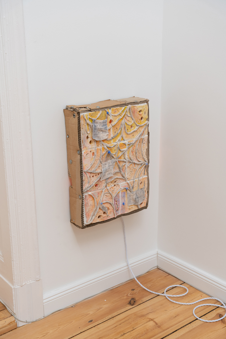 Jake Kent, Wir Blieben, Alle!, Water colour on ceramic, found materials, LED, 2022