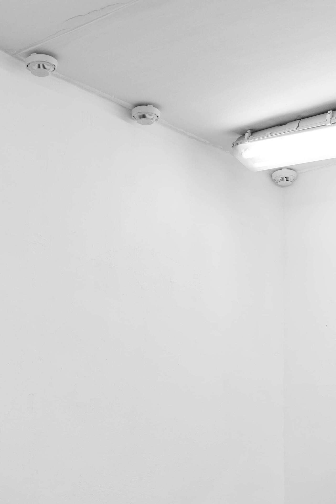 Arc M Sch, perception of sound when no sound is present, 2022, 8 fire alarms, dimensions vary