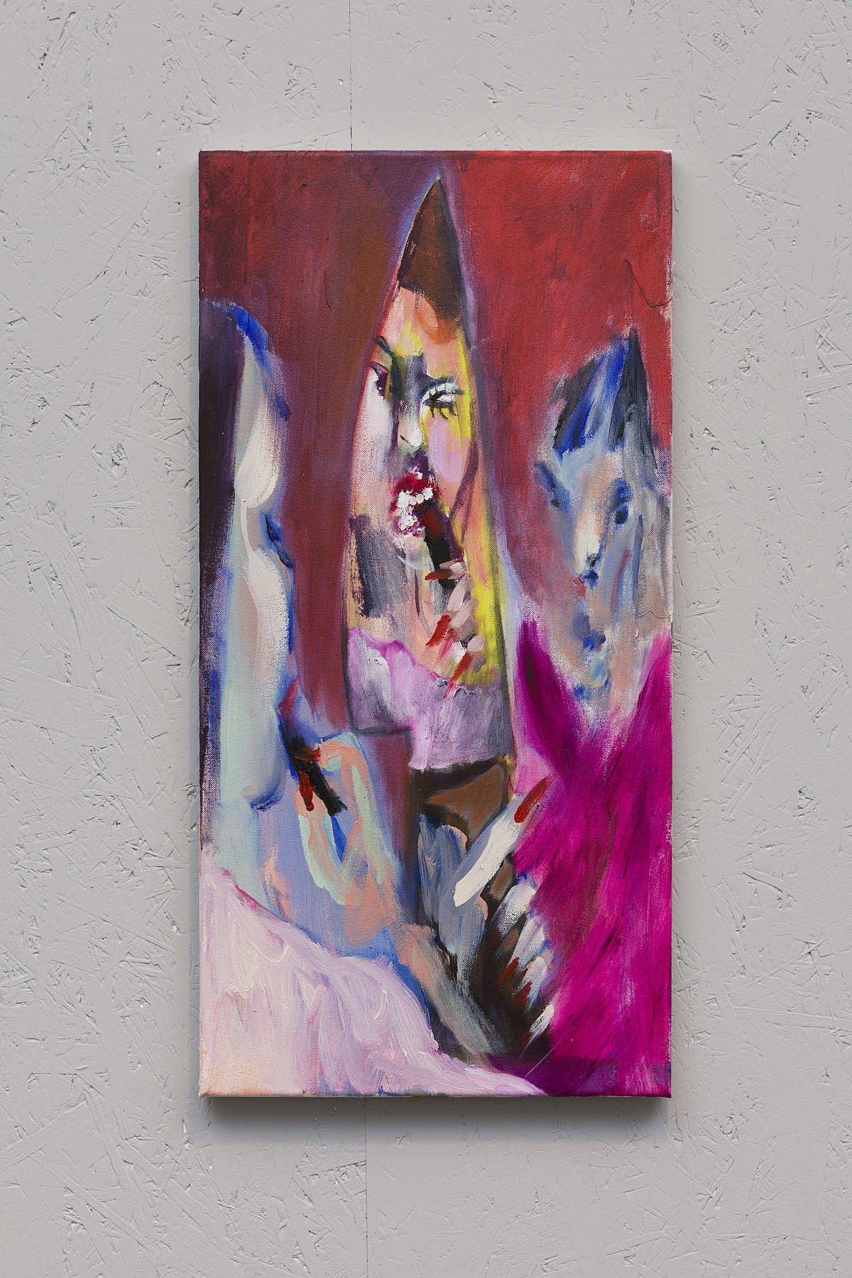 Sevina Tzanou, Self-Beautification, 2022, oil on linen, 70x35 cm