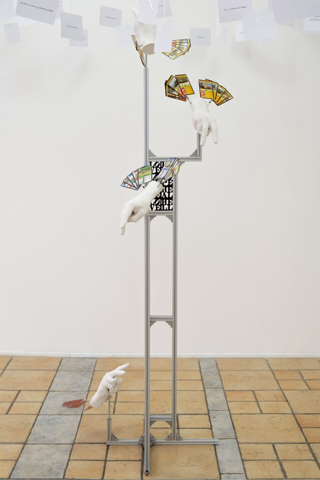 Christian Kölbl; Proposal: Eurofighter; 2022; plaster, aluminium profile, tank quartet; 60 x 70 x 185 cm
