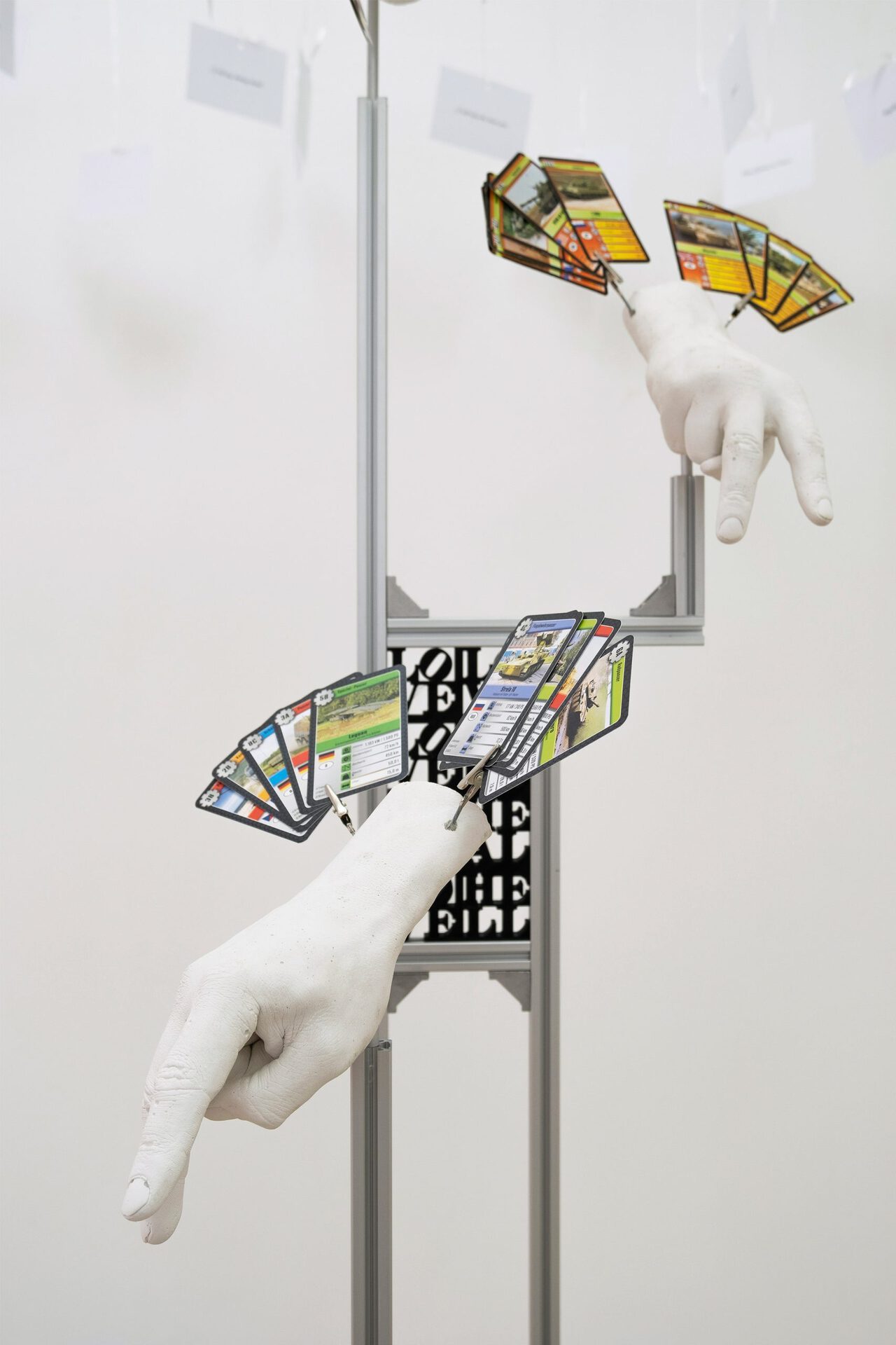 Christian Kölbl; Proposal: Eurofighter; 2022; plaster, aluminium profile, tank quartet; 60 x 70 x 185 cm