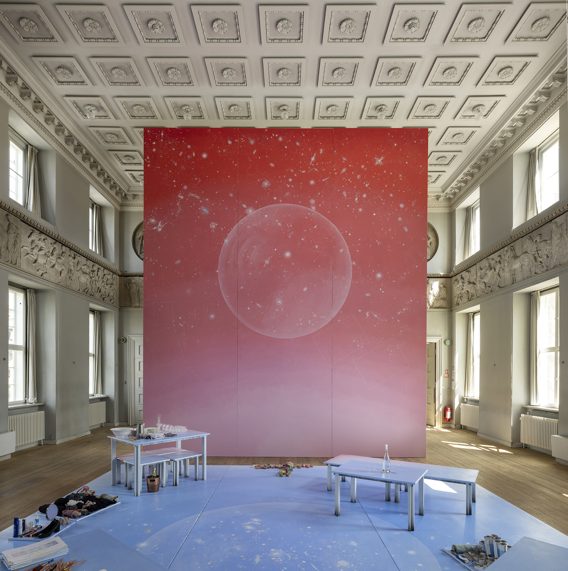 Ylva Snöfrid: Cosmos and Vanitas in the light of conscience. 2022. Kunsthal Charlottenborg’s Copenhagen. Red Light Green Light, Intimacy, Desire and Tension (In the Realm of the Senses) curated by Charlotte Sprogøe. Photos Jan Søndergaard.