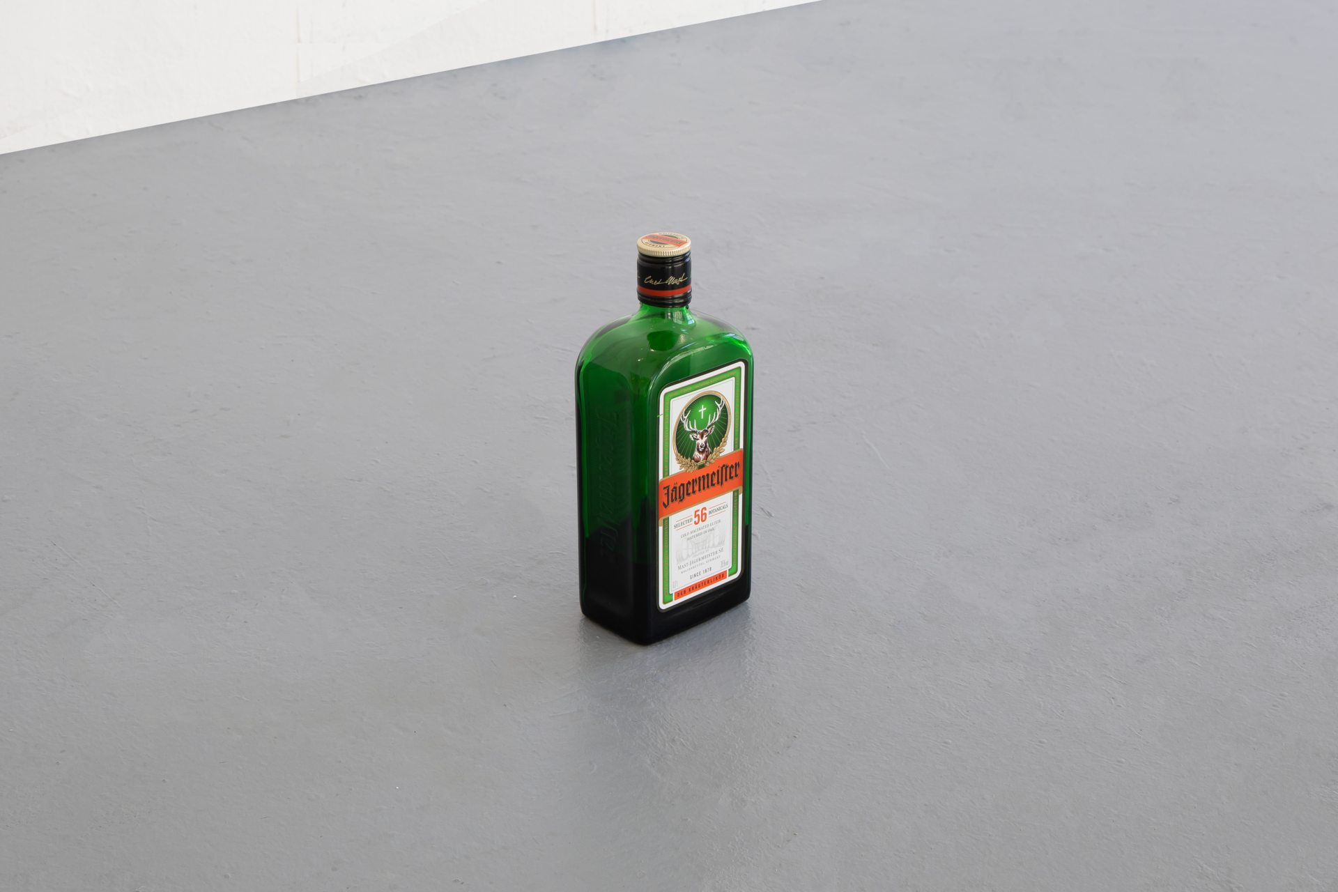 Hugo Bausch Belbachir, The Things I Know For Sure (Valentine’s Day), 2022, Jägermeister bottle, variable dimensions