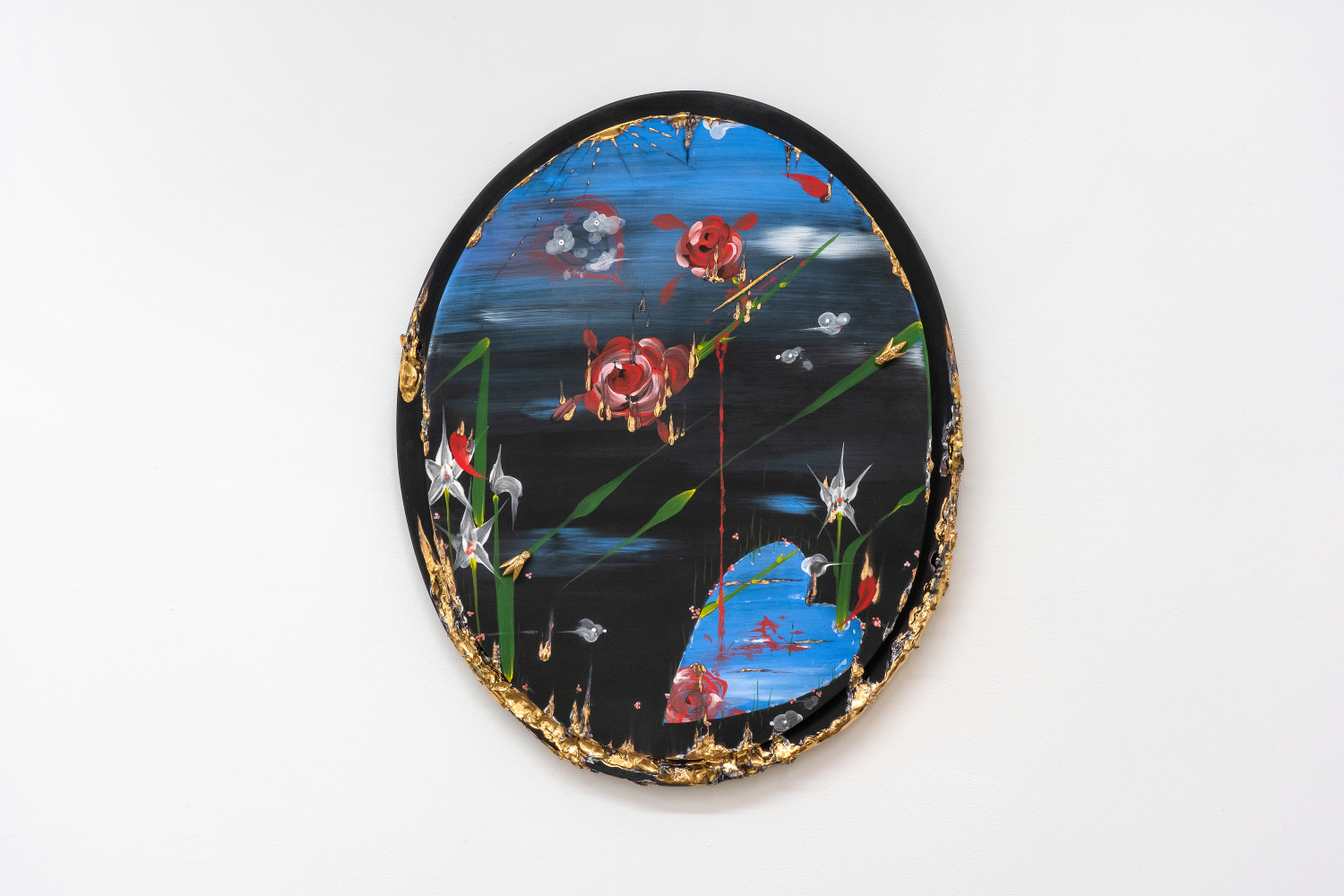 Alex Anderson, Excision, 2021, Earthenware, glaze, gold luster, 53.3 × 43.2 × 5.1 cm