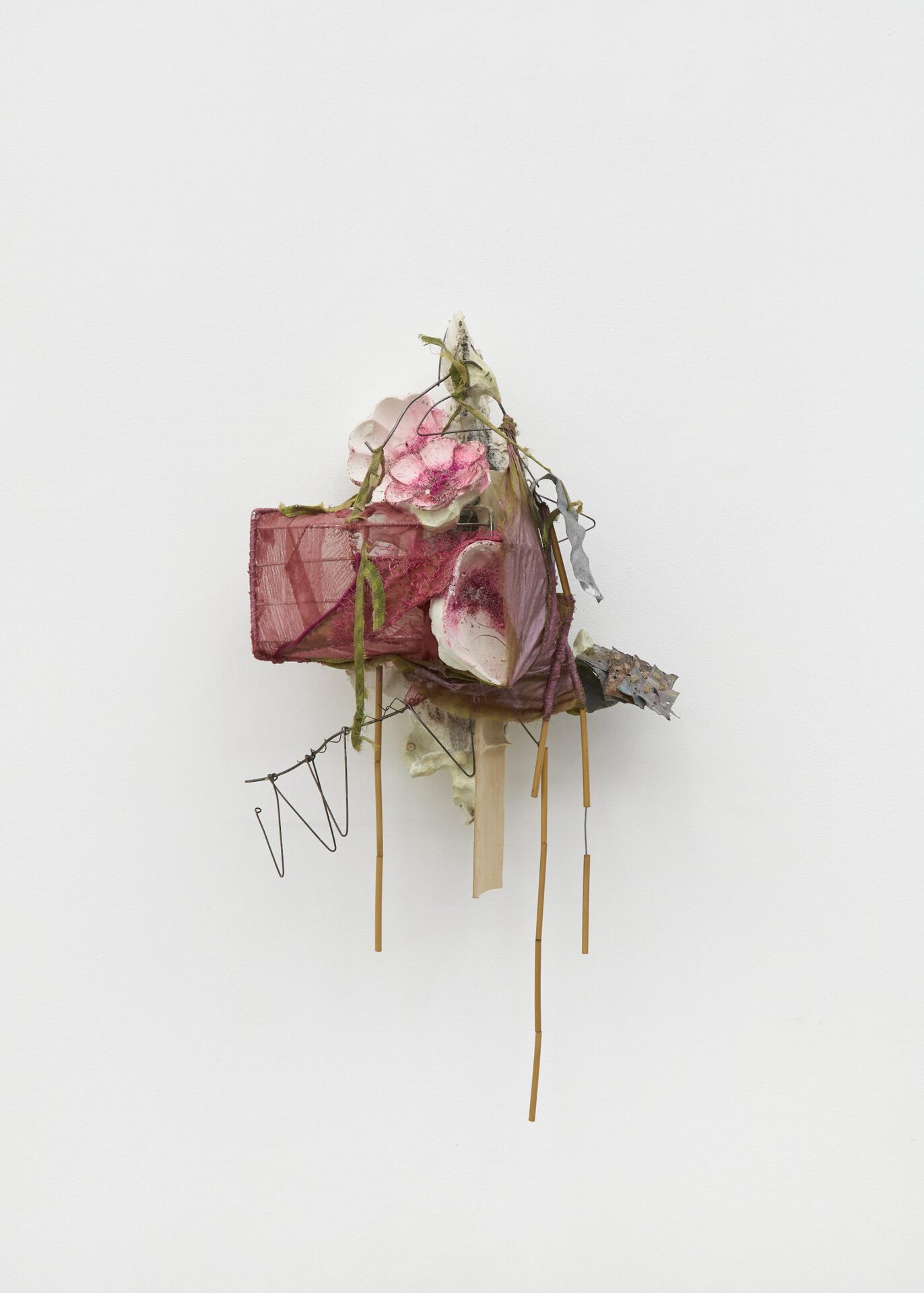 Aidan Duffy, Sapling Bae, 2022. Jesmonite, epoxy, pigment, eyeshadow, acrylic, metal, bamboo and fabric,  70 (H) x 42 (W) x 20 (D) cm