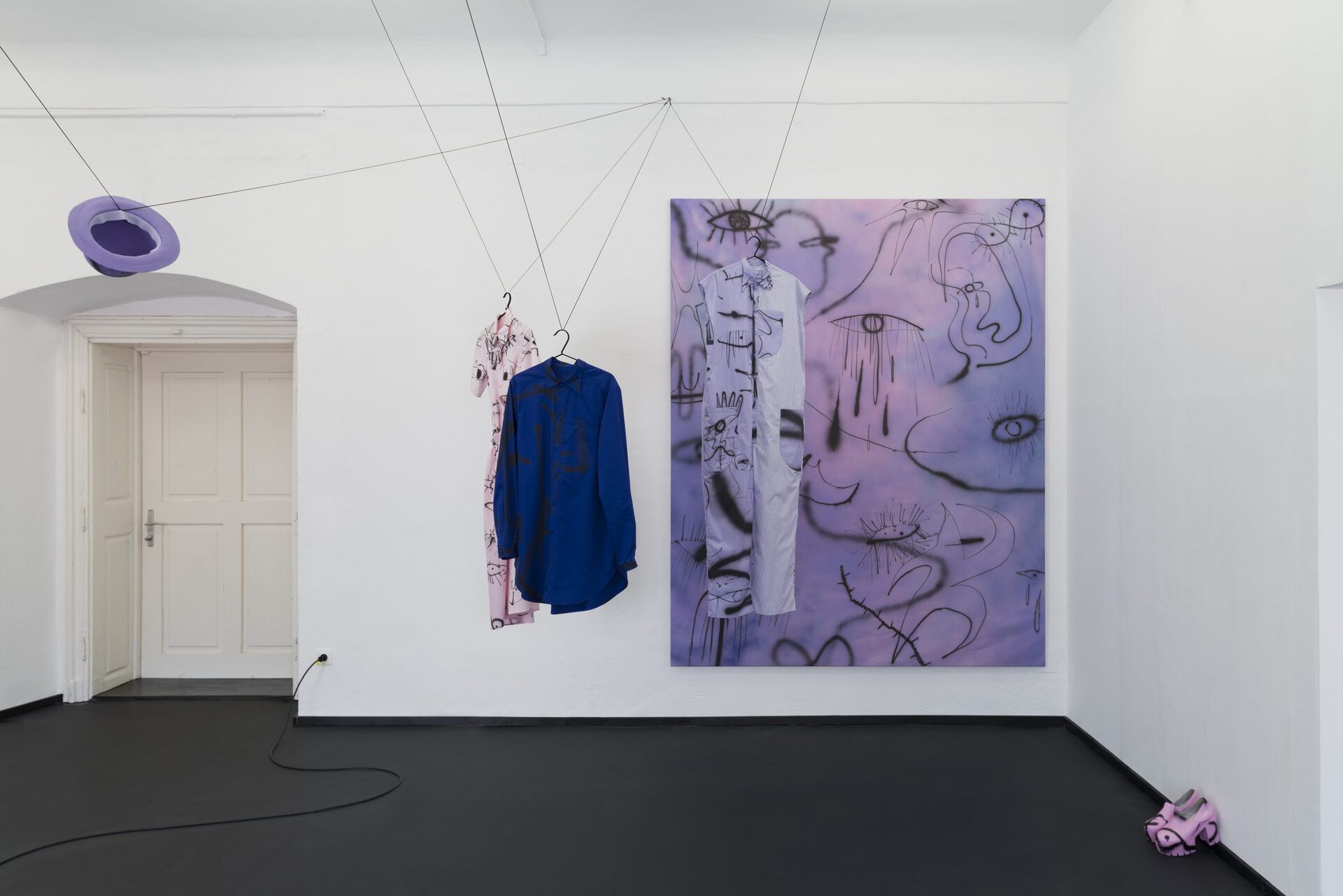 Hana Frišonsová & Eva Maceková – Dreamers Collection (2021), various items of clothing by fashion designer Hana Frišonsová with digitally printed artwork by Eva Maceková, 100% cotton