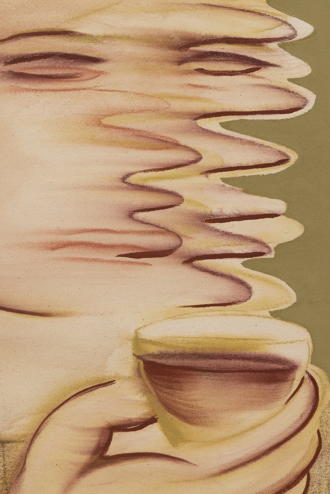Anastasia Bay, "Okay Just a Glass"(detail), 2022 (Acrylic and pastel on canvas, 60 x 50 cm).