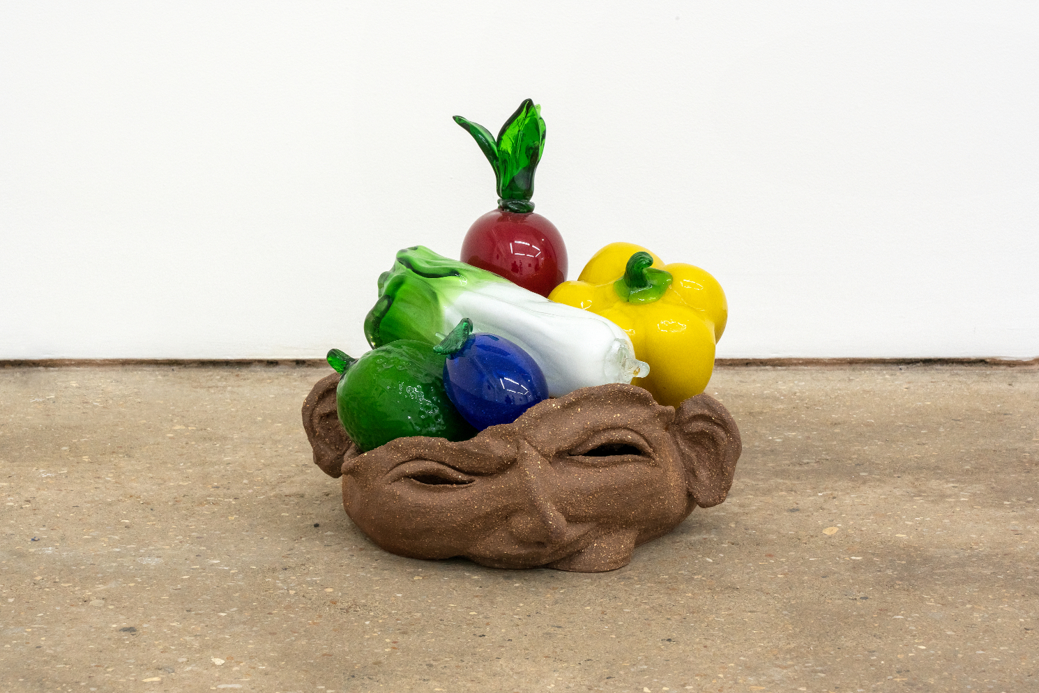 Saelia Aparicio, Fruit Bowl, 2021, Terracotta, found mouth blown glass, ceralun, 24 Ã— 25 Ã— 29 cm