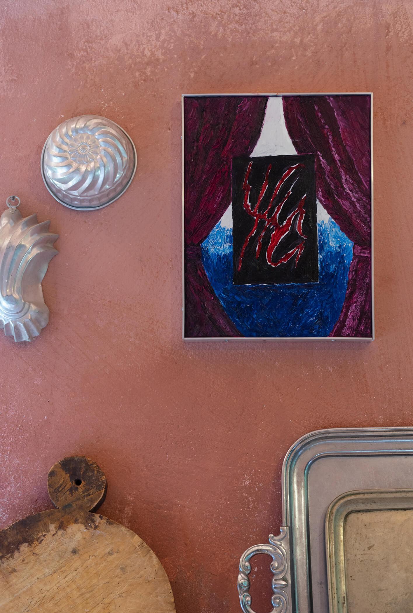 Stevie Dix, "Tile", 2021 (Oil and beeswax on canvas on board, metal frame, 41 x 31 cm).