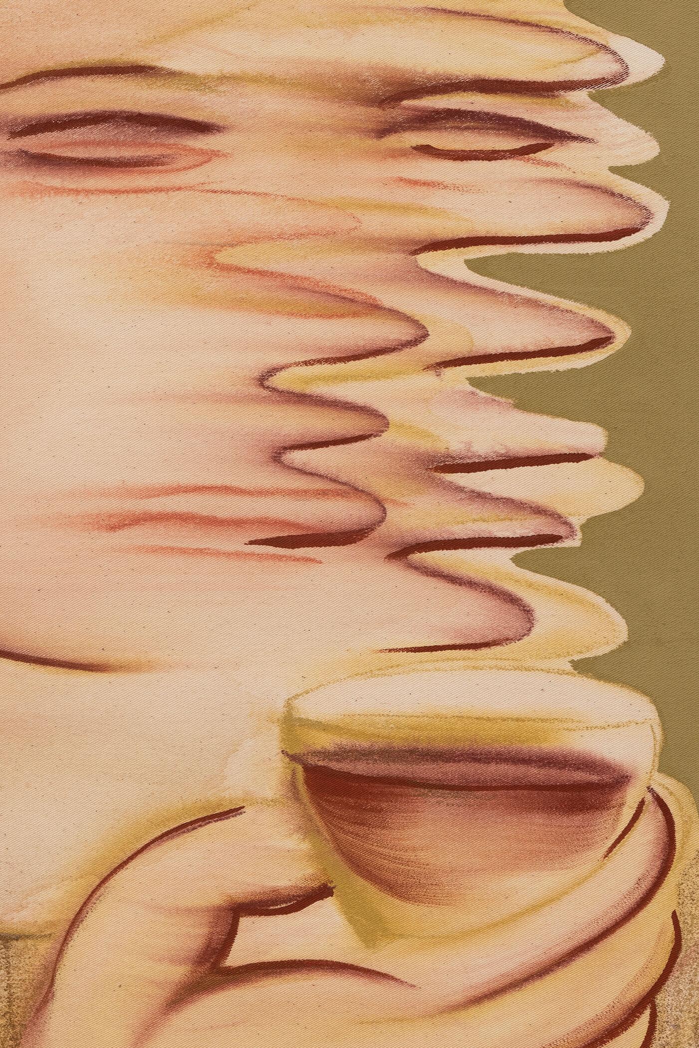 Anastasia Bay, "Okay Just a Glass"(detail), 2022 (Acrylic and pastel on canvas, 60 x 50 cm).