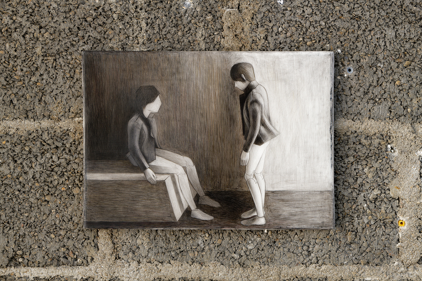 Arthur Marie, In the Sickroom / Limits of Doubt, 2022, colored pencil on canvas, 350 Ă 250 mm