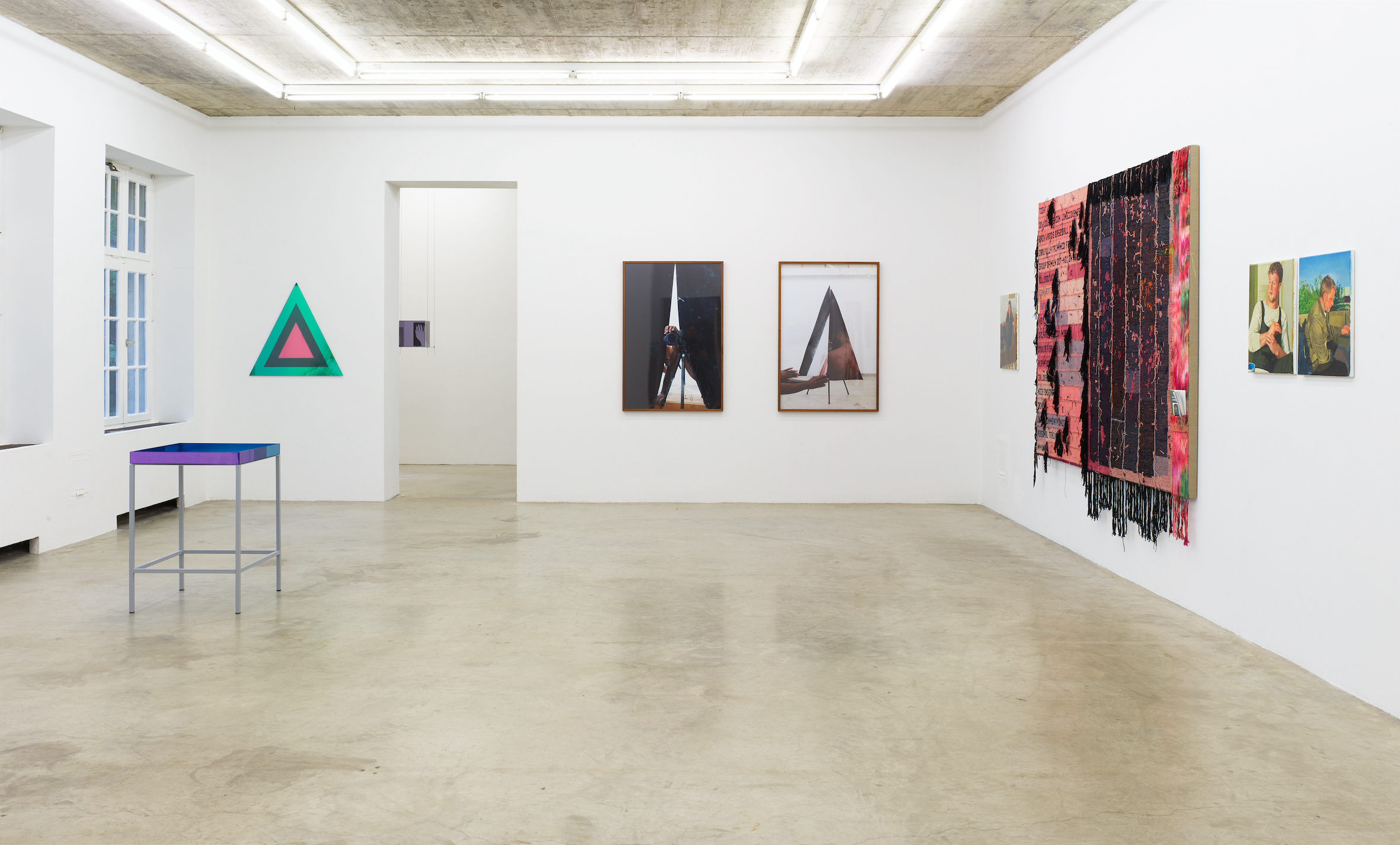 Installation view ground floor with works by Philipp Gufler, Martin Maeller, Paul Mpagi Sepuya, Sholem Kirsihtalka and Josh Faught.