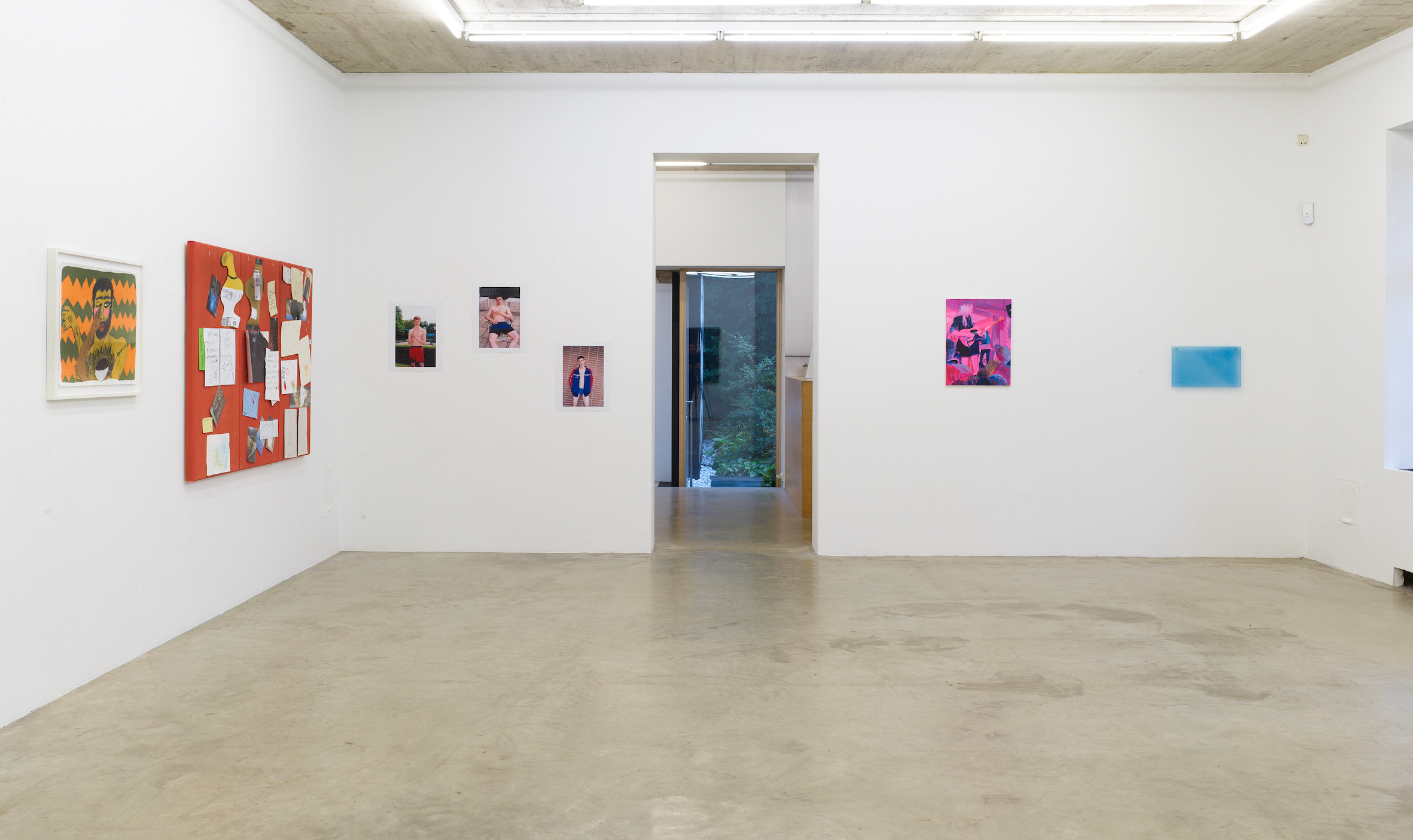 Installation view ground floor with works by Soufiane Ababri, Artor Jesus Inkerö, Kira Bunse, Jenna Gribbon and Constantin Hartenstein.
