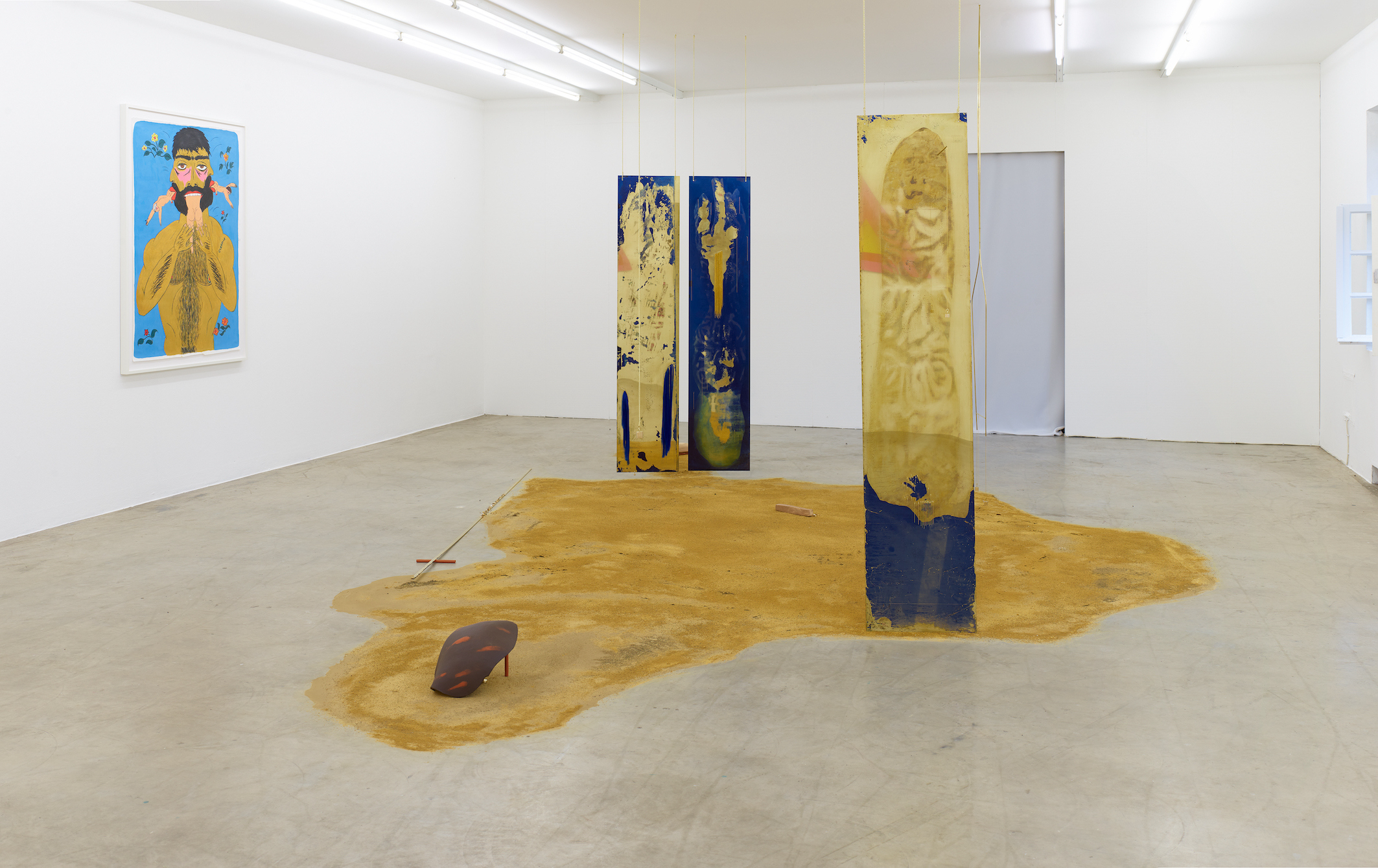 Installation view upper floor with works by Soufiane Ababri and Elburuz Fidan