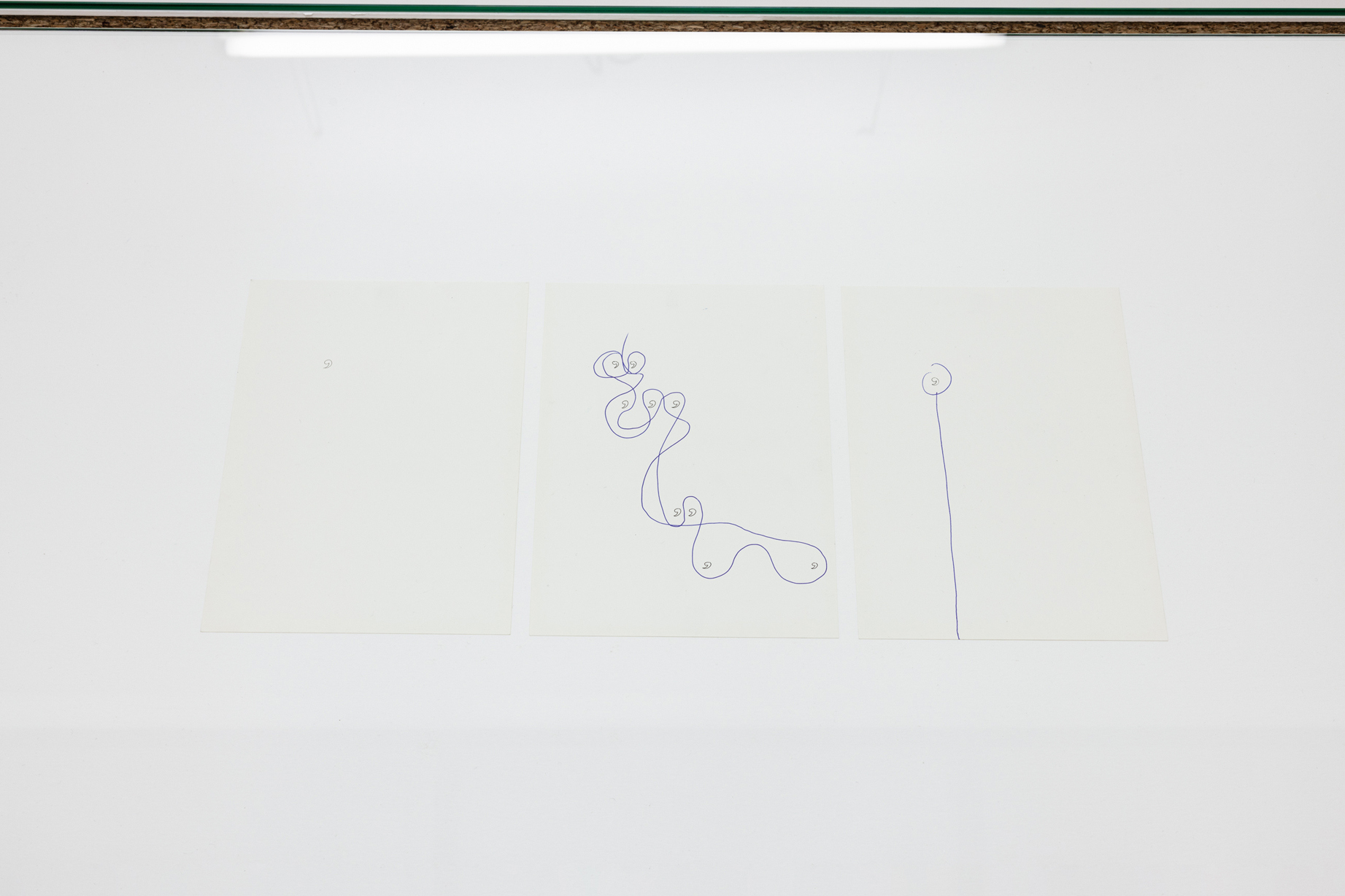 Maxime Le Bon, Comma #1, #2, #3, 2022, ink and ballpoint on paper, 3 X 15,5 x 21,5 cm