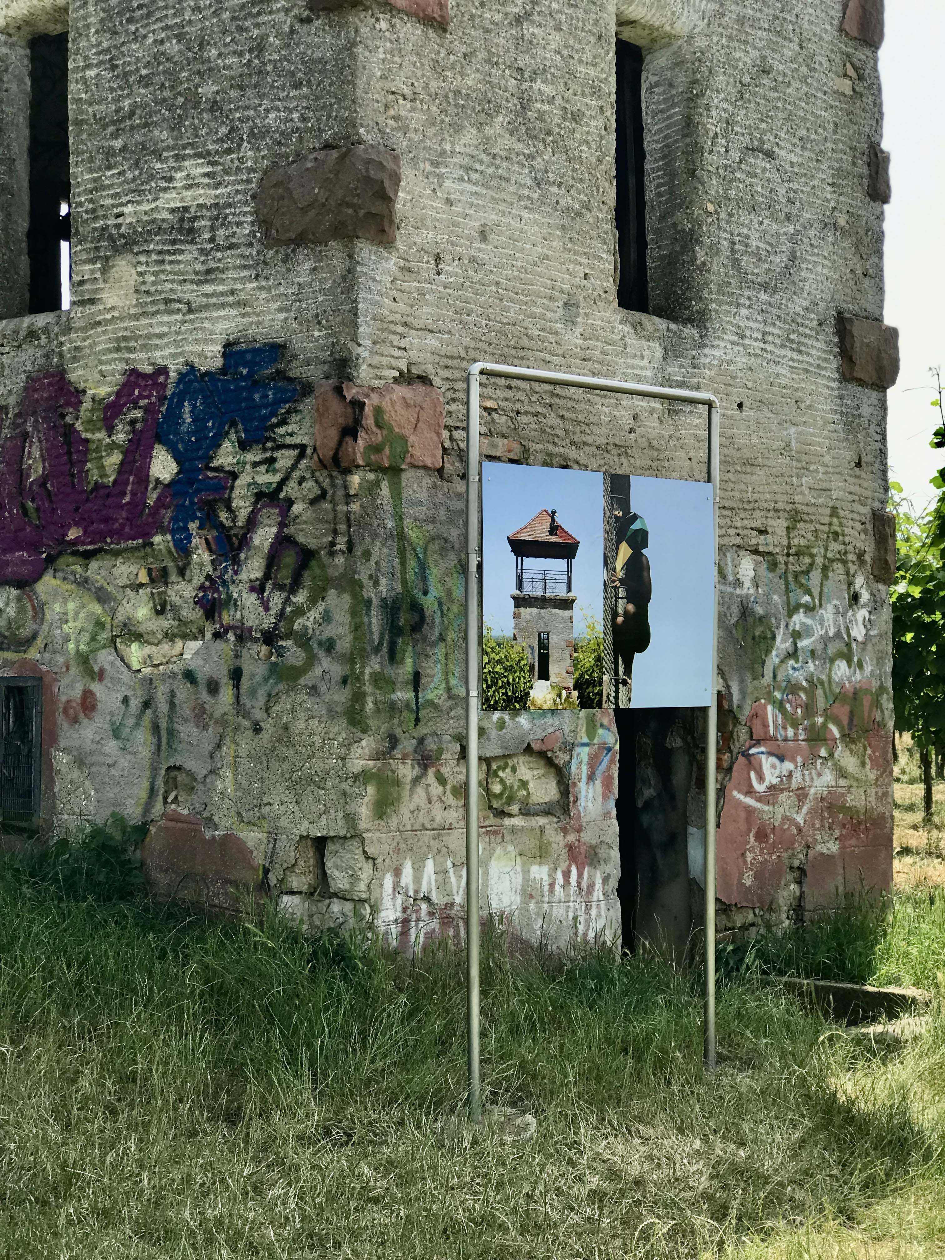 Tanja Kodlin, Artgenossen, 2022, 15-minütige Performance, Armiereisen, Schild aus Edelstahl, Fotografie, Vogelmaske