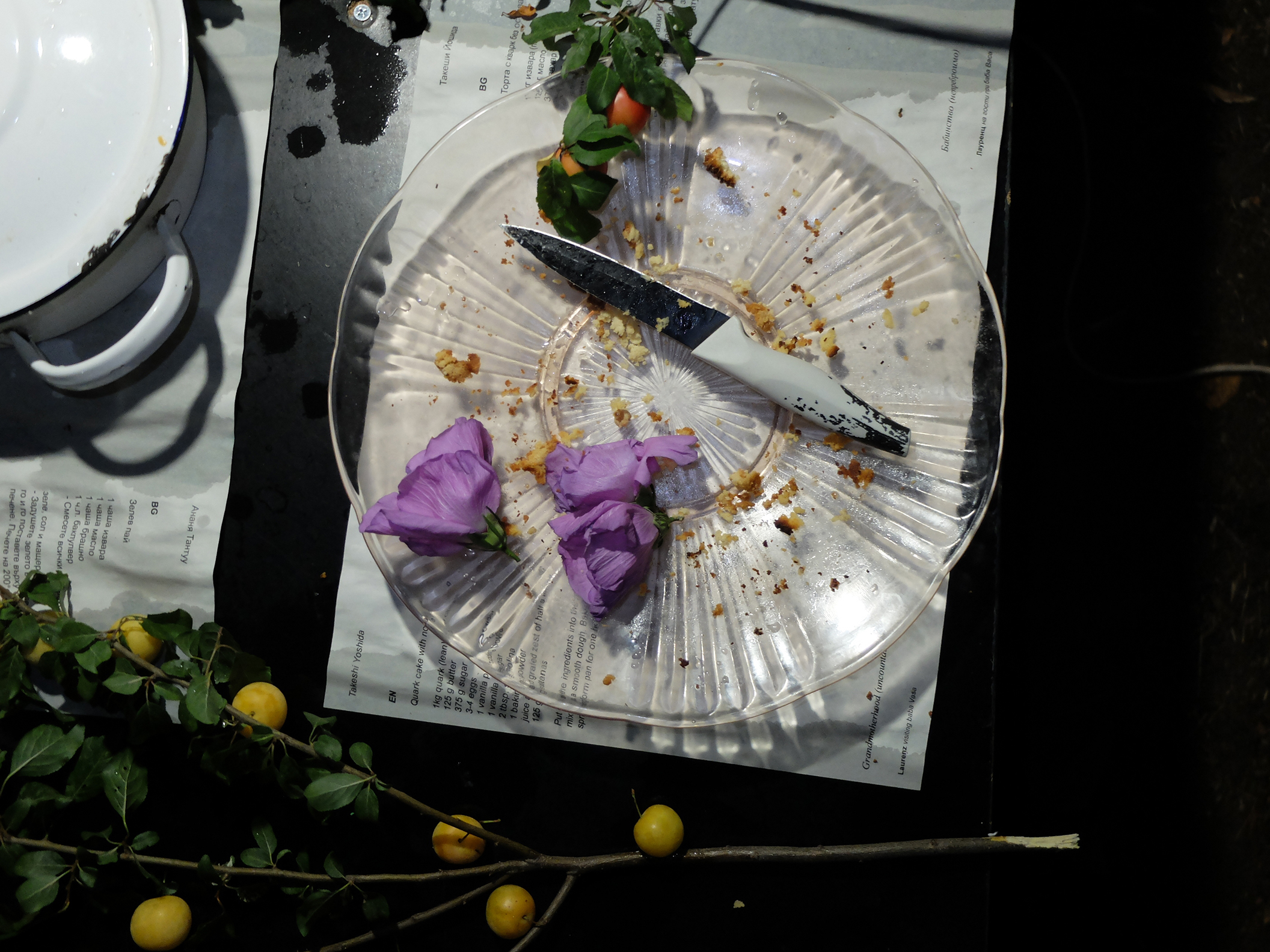 empty plates and rain