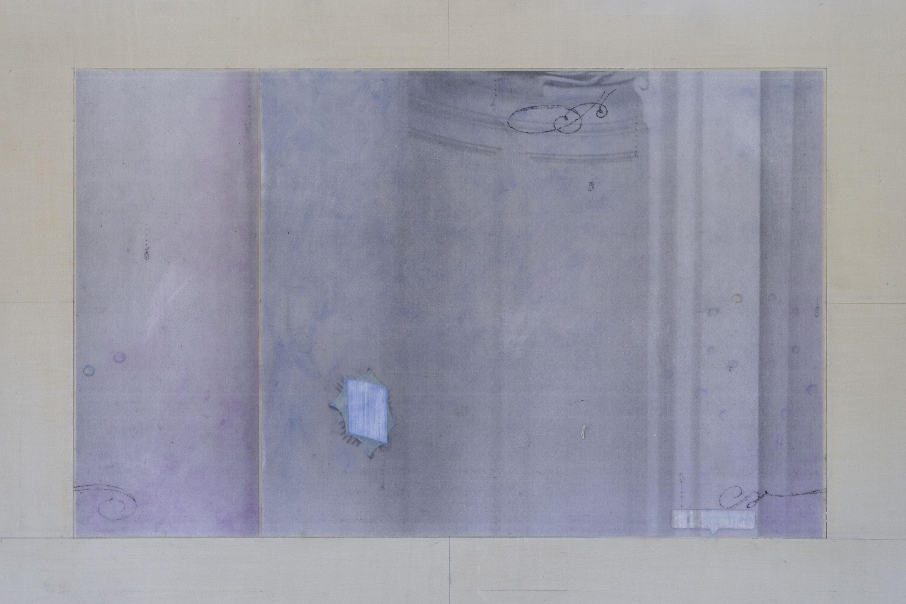 Reading, quattro fontane, 2022 (chalk, acrylic, oil, laser print on paper and graphite on wood)