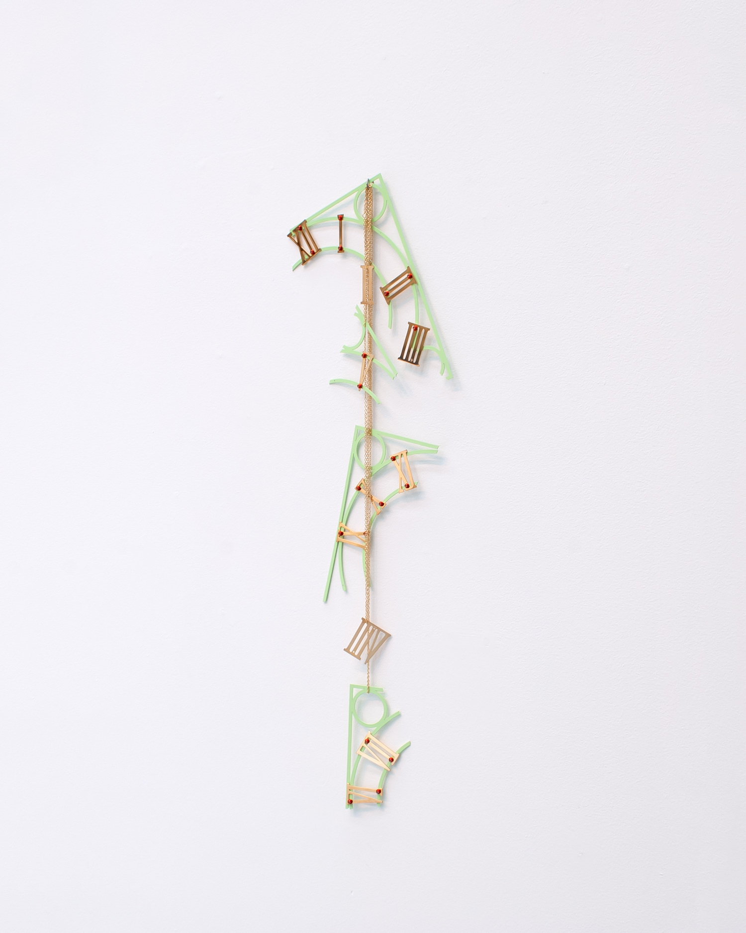 No sense of direction, 2022, Powder coated steel, gold plated steel, anodized aluminium, Dimensions variable
