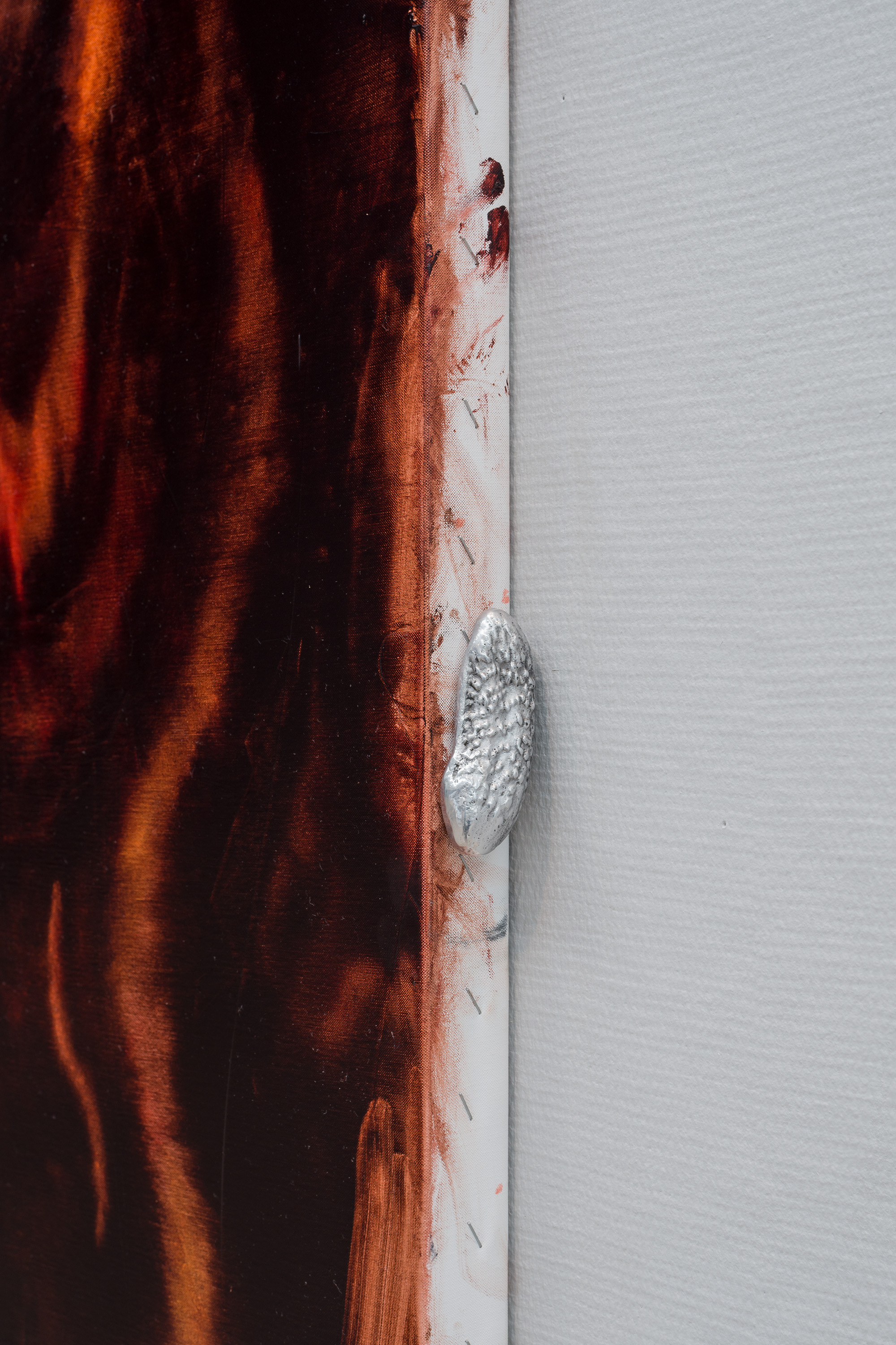 Julia Selin, Written in thick liquid (in this world), oil on canvas & aluminum, (detail) 270 x 196 cm, 2022