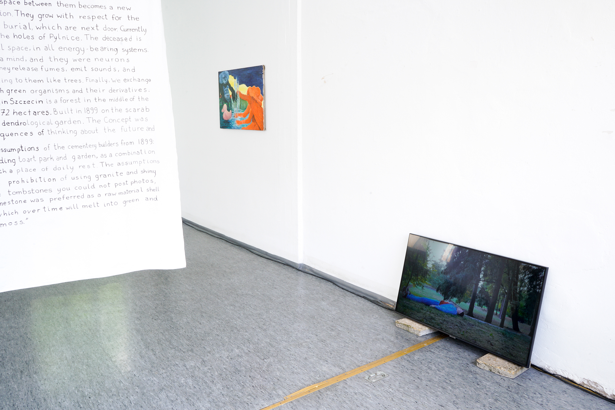 Przemyslaw Piniak, PylniceP, 2019, video installation, markerpen on cotton