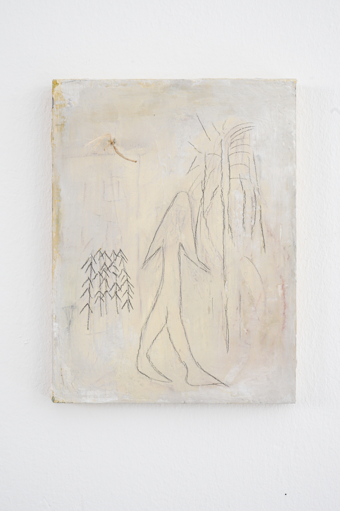 Zuza Piekoszewska, Mushrooming, 2022, pencil, pigment and plaster on linen