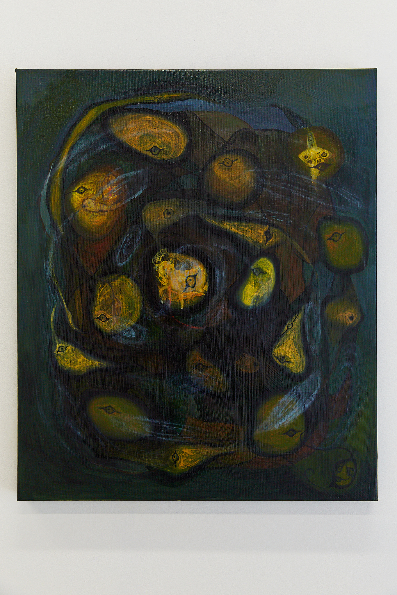 Alexandra Ragg, entangled in anxious visions, 2022, oil on canvas, 20" x 24"