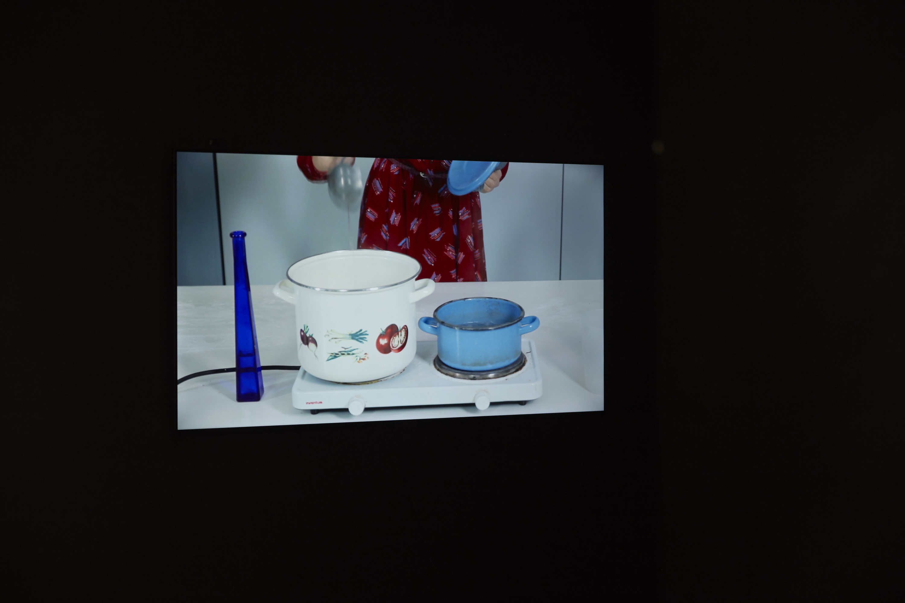 The Bureau of Melodramatic Research, Lovegold: a Cosmic Cooking Show, 2014, video stills in exhibition view