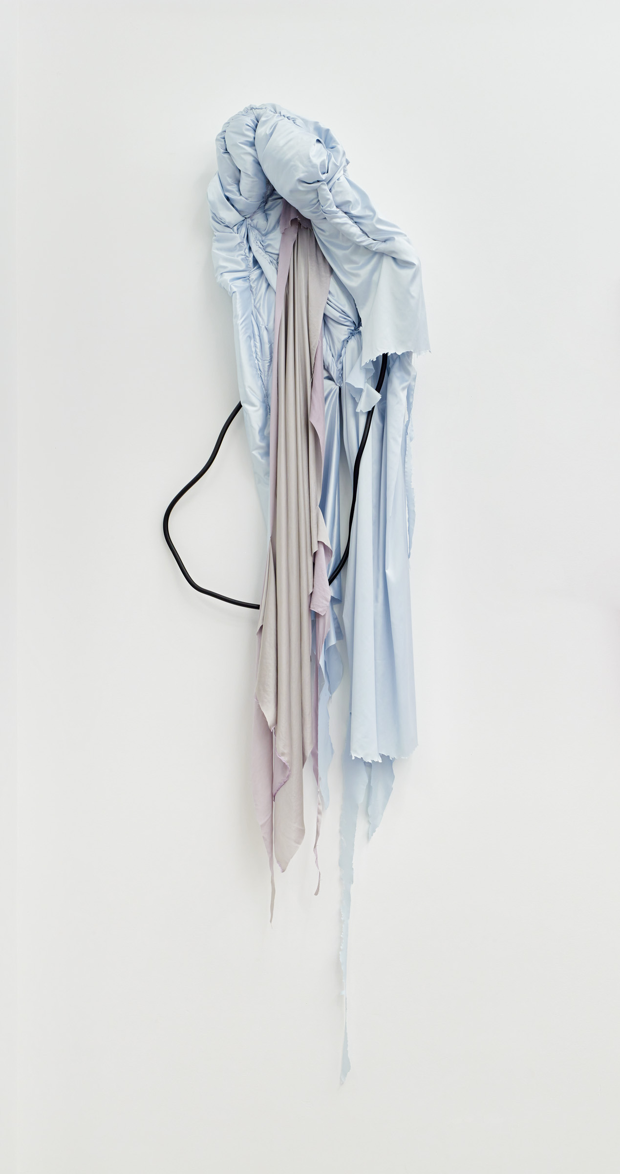 Zuza Golinska, Blue Madonna, painted steel, silk, satine, 2022